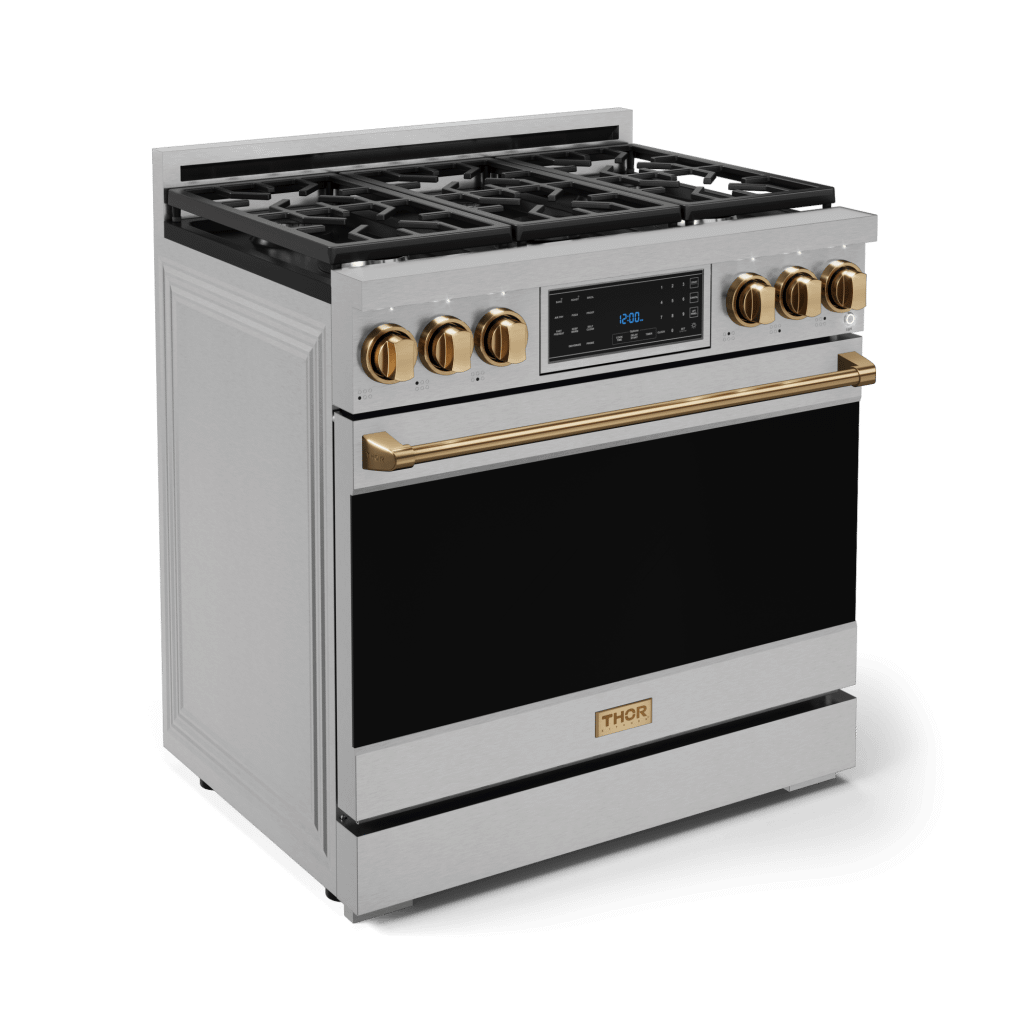 THOR KITCHEN RSG36BRZ 36 Inch Professional Gas Range With Tilt Panel Touch Control In STA...