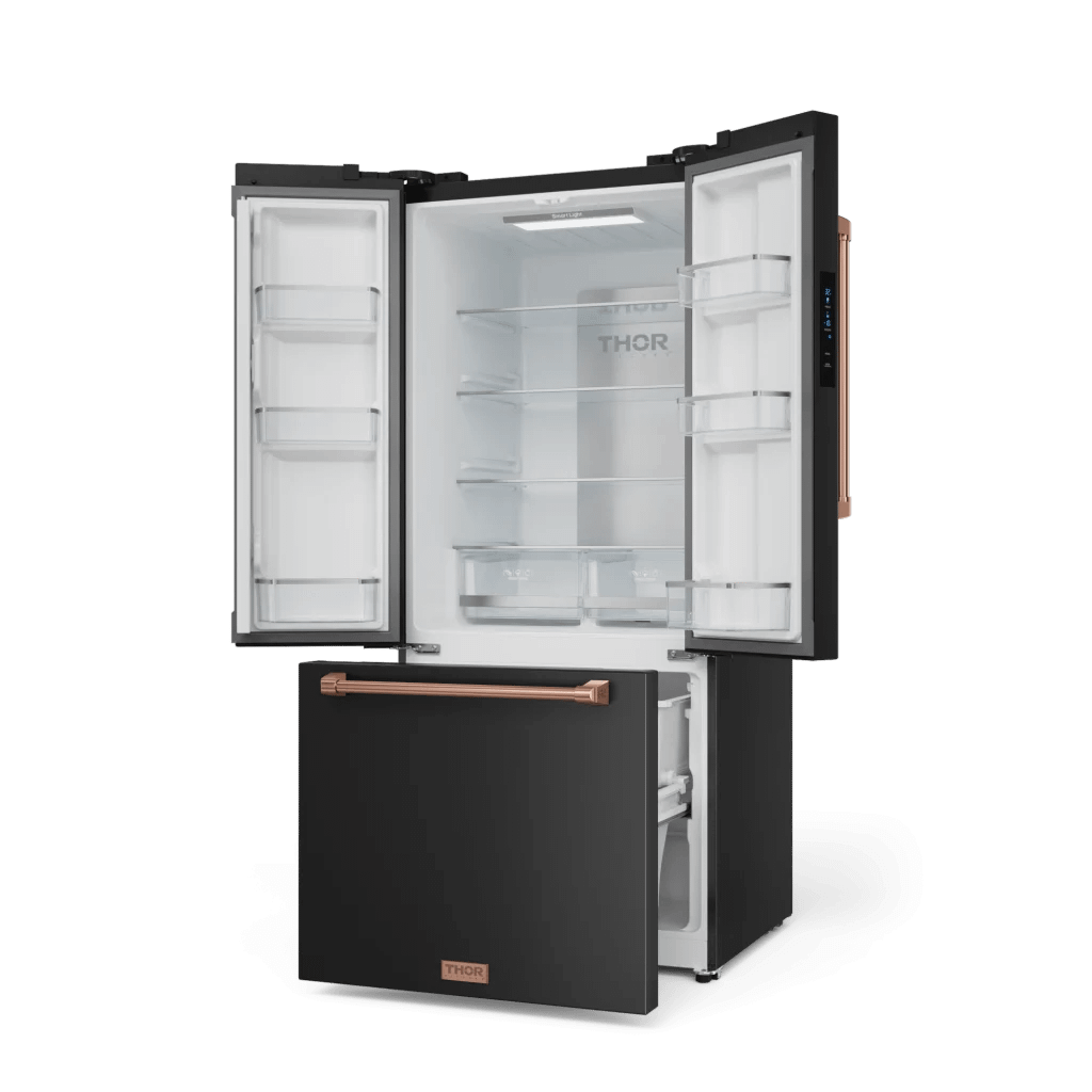 THOR KITCHEN RF3017FFD00RSG 30 Inch 17.7 Cu Ft French Door Counter Depth Refrigerator With Ice ...