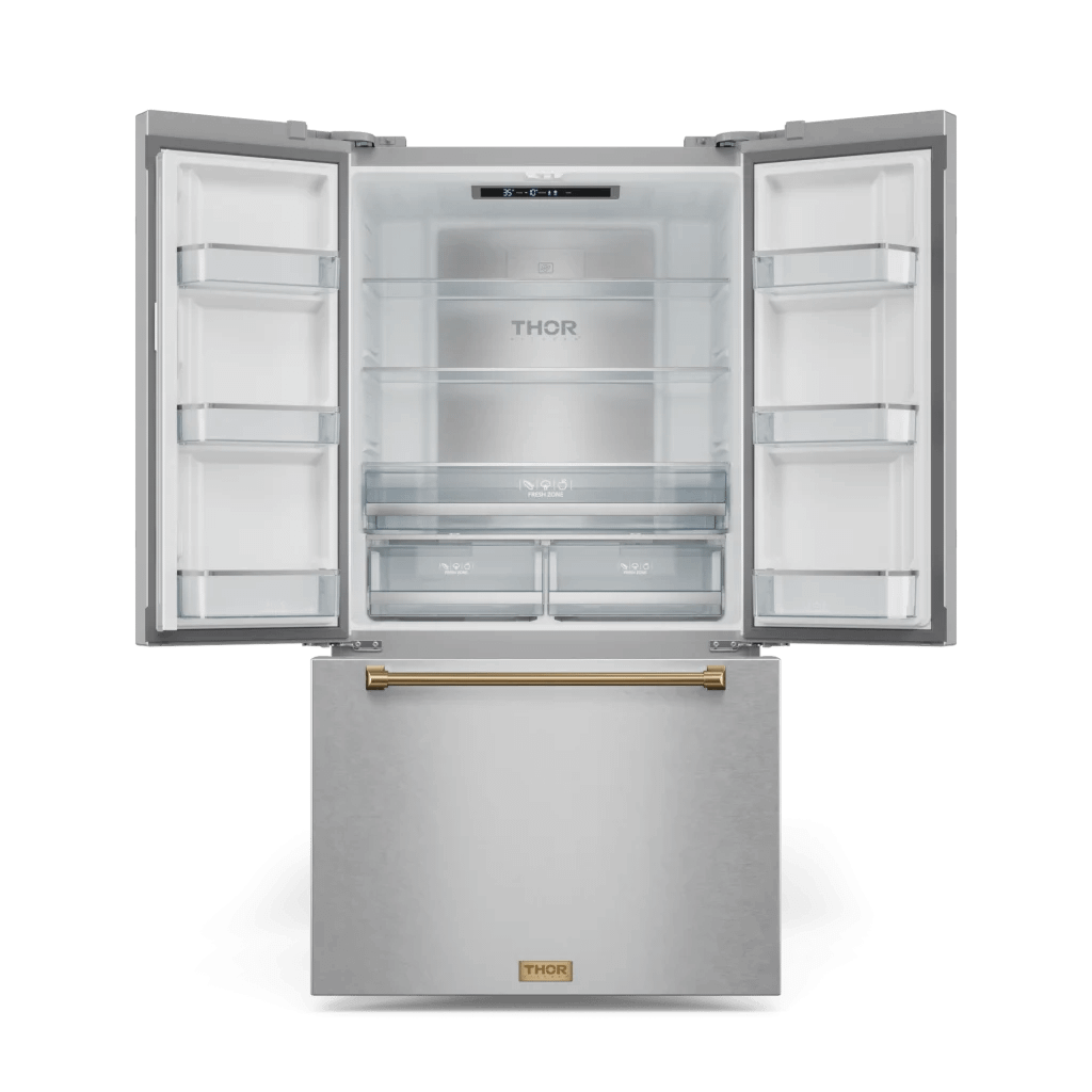 THOR KITCHEN RF3621CTD99BRZ 36 Inch 20.3 Cu Ft French Door Counter Depth Refrigerator With Ice ...
