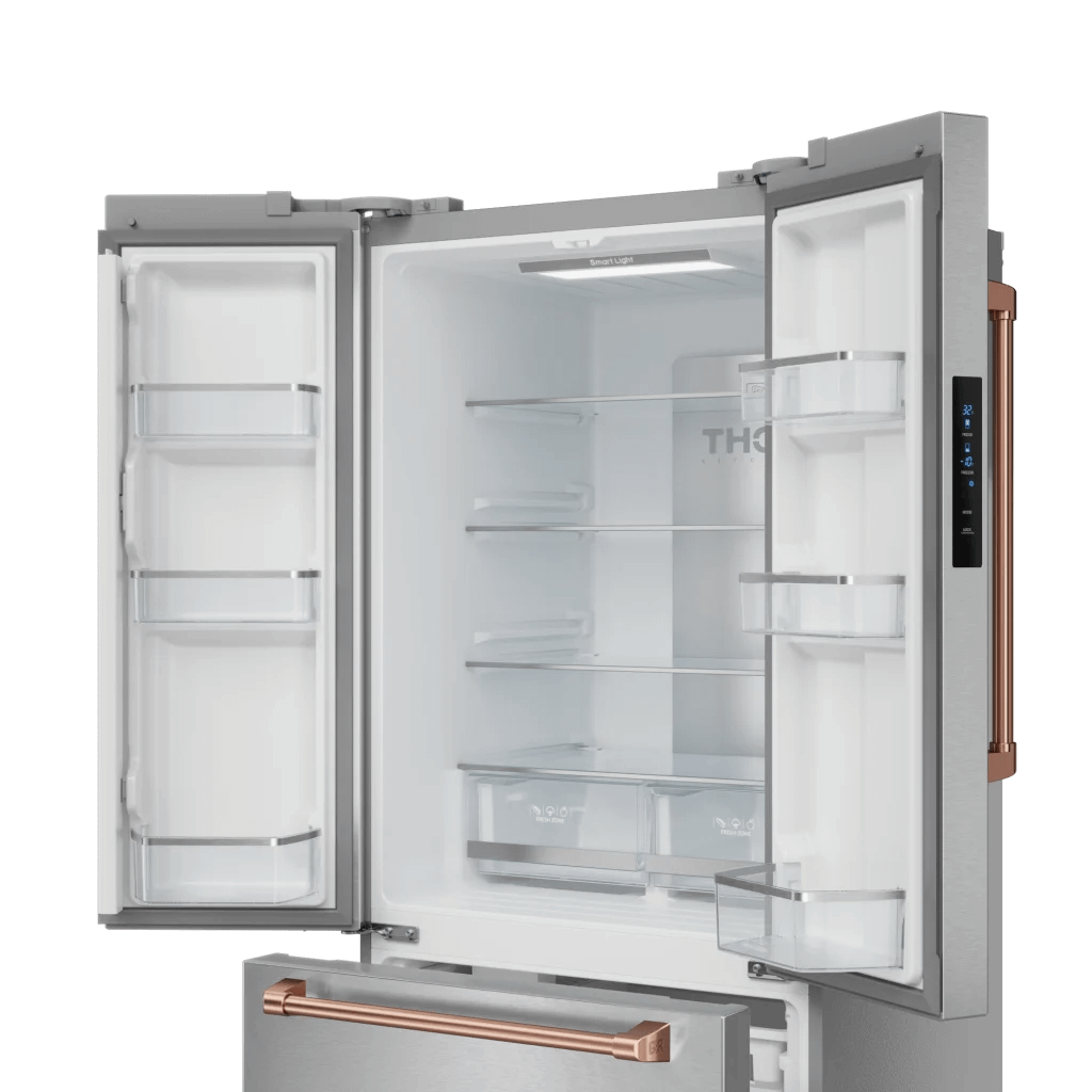 THOR KITCHEN RF3017FFD99RSG 30 Inch 17.7 Cu Ft French Door Counter Depth Refrigerator With Ice ...