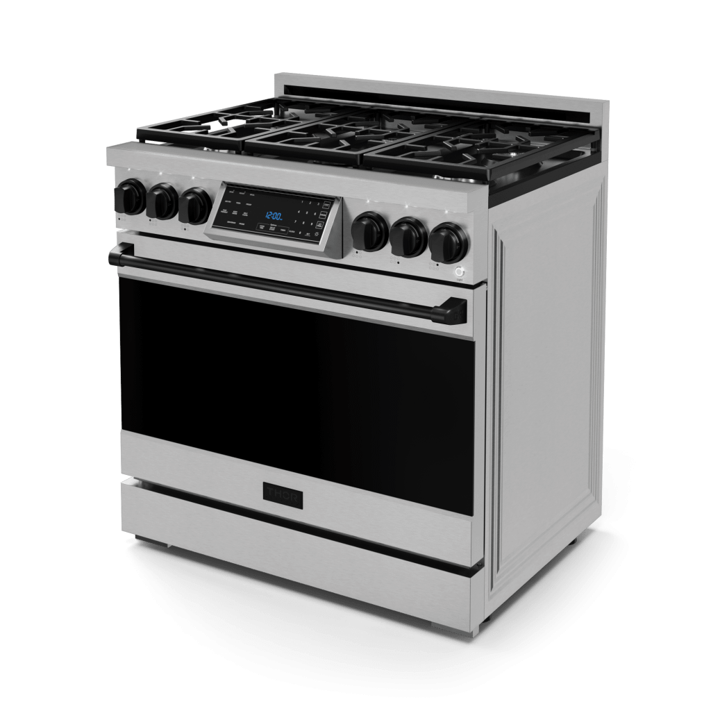 THOR KITCHEN RSG36BLK 36 Inch Professional Gas Range With Tilt Panel Touch Control In STA...