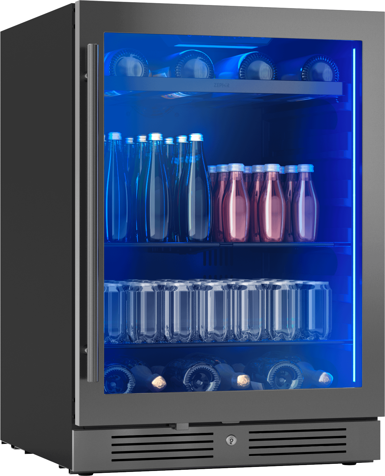 ZEPHYR PRB24C01CBSG Zephyr 24"" Black Stainless Single Zone Beverage Cooler