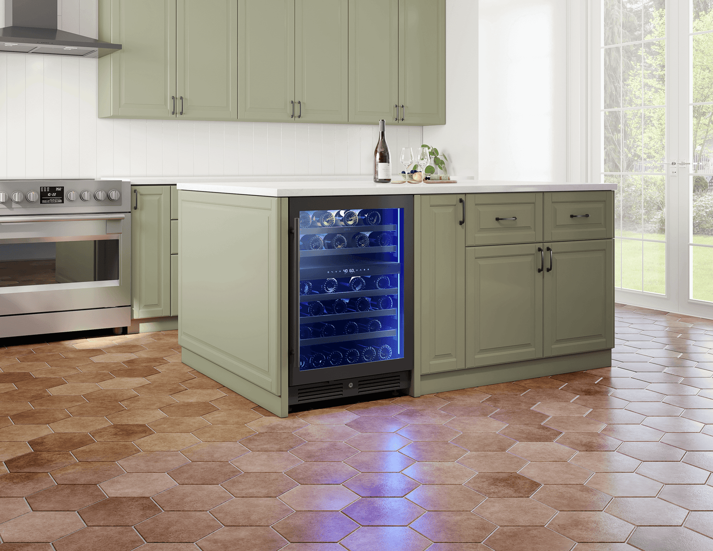 ZEPHYR PRW24C02CBSG Zephyr 24"" Black Stainless Dual Zone Wine Cooler