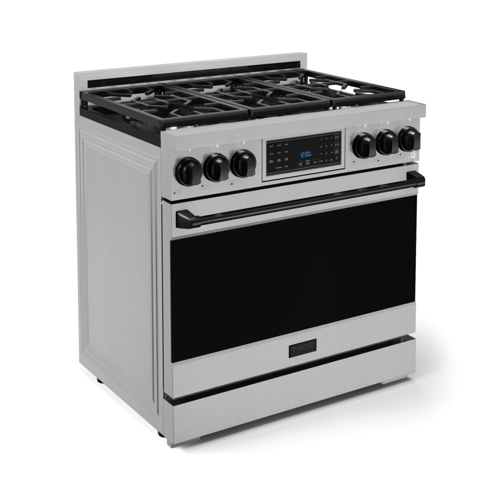 THOR KITCHEN RSG36BLK 36 Inch Professional Gas Range With Tilt Panel Touch Control In STA...