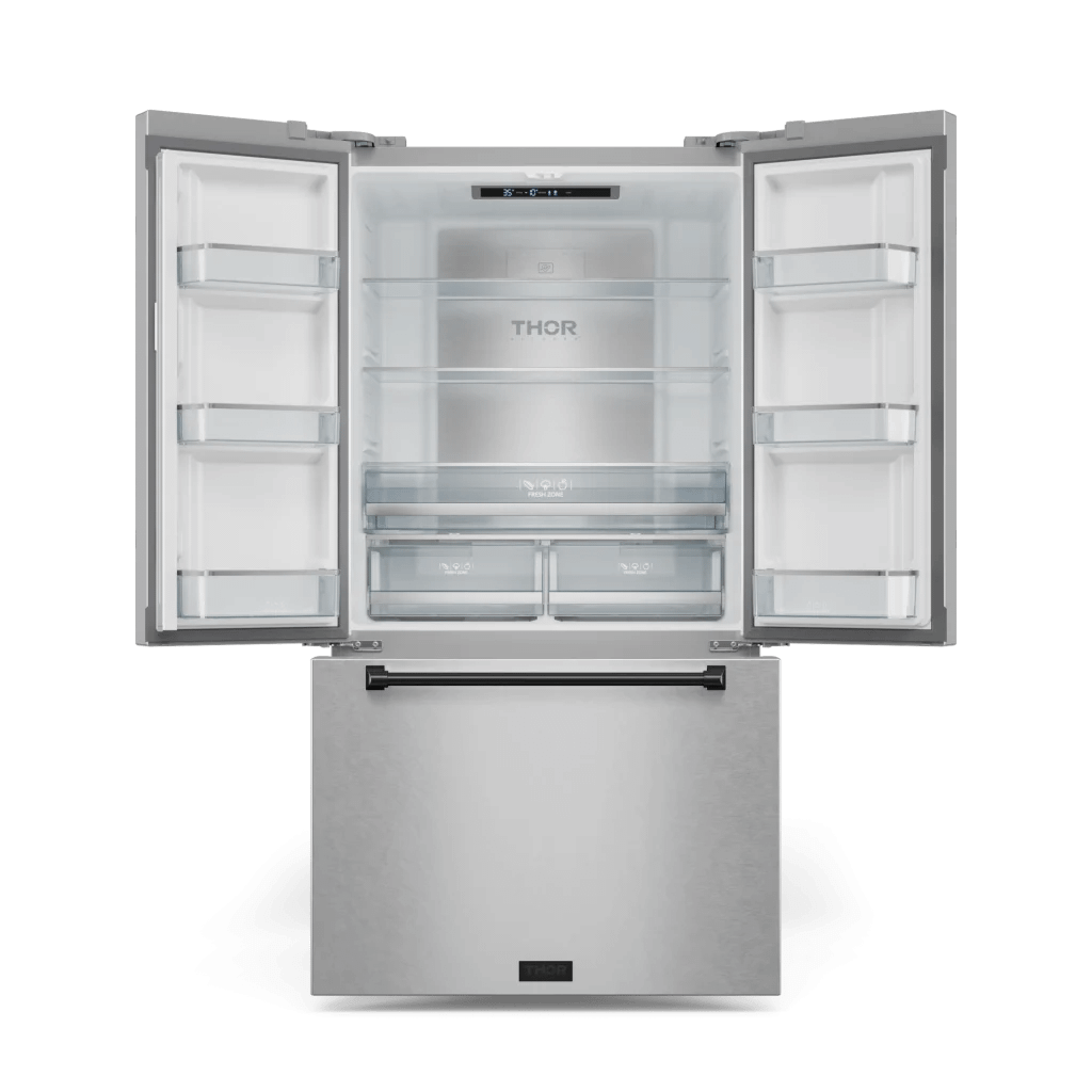 THOR KITCHEN RF3621CTD99BLK 36 Inch 20.3 Cu Ft French Door Counter Depth Refrigerator With Ice ...