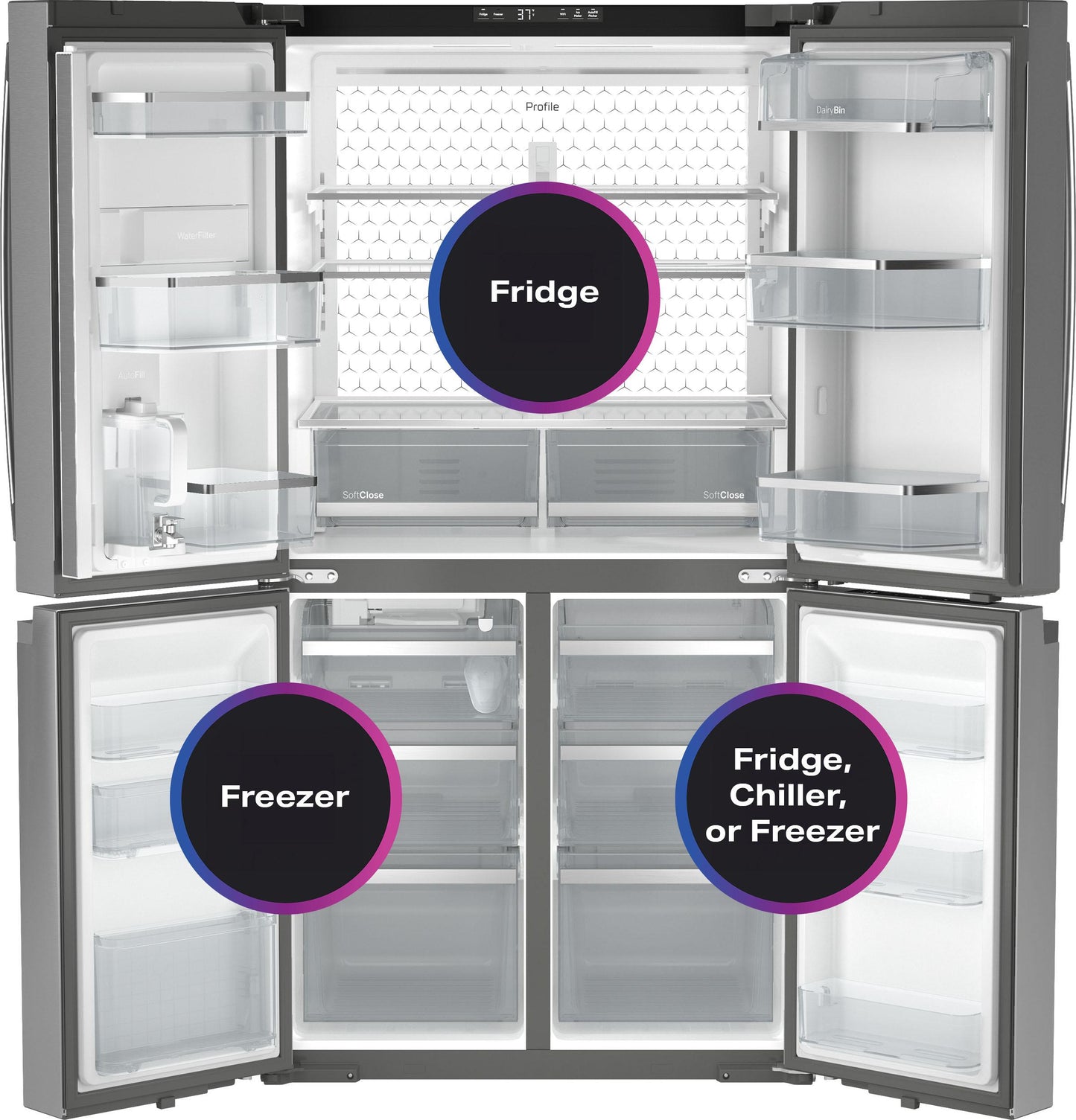 GE APPLIANCES PAE28BYTFS GE Profile Energy Star 28.3 Cu. Ft. Quad-door Refrigerator W...