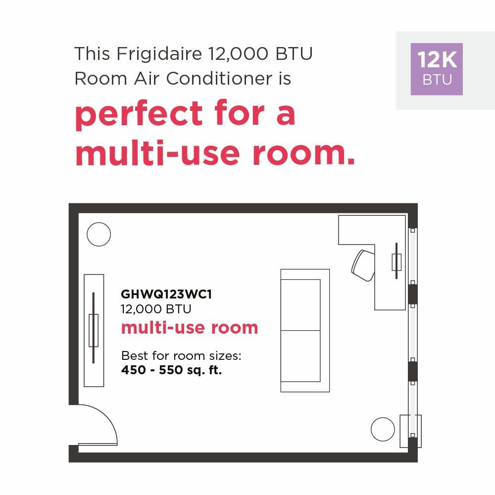 FRIGIDAIRE GHWQ123WC1 Frigidaire Gallery 12,000 BTU Inverter Quiet Temp Smart Room Air CO...