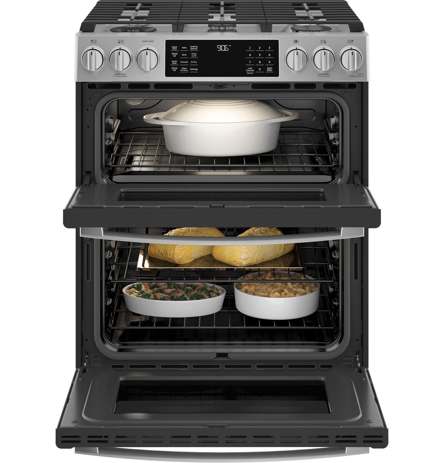 GE APPLIANCES PGS960YPFS GE Profile 30"" Smart Slide-in Front-control Gas Double Oven CON...