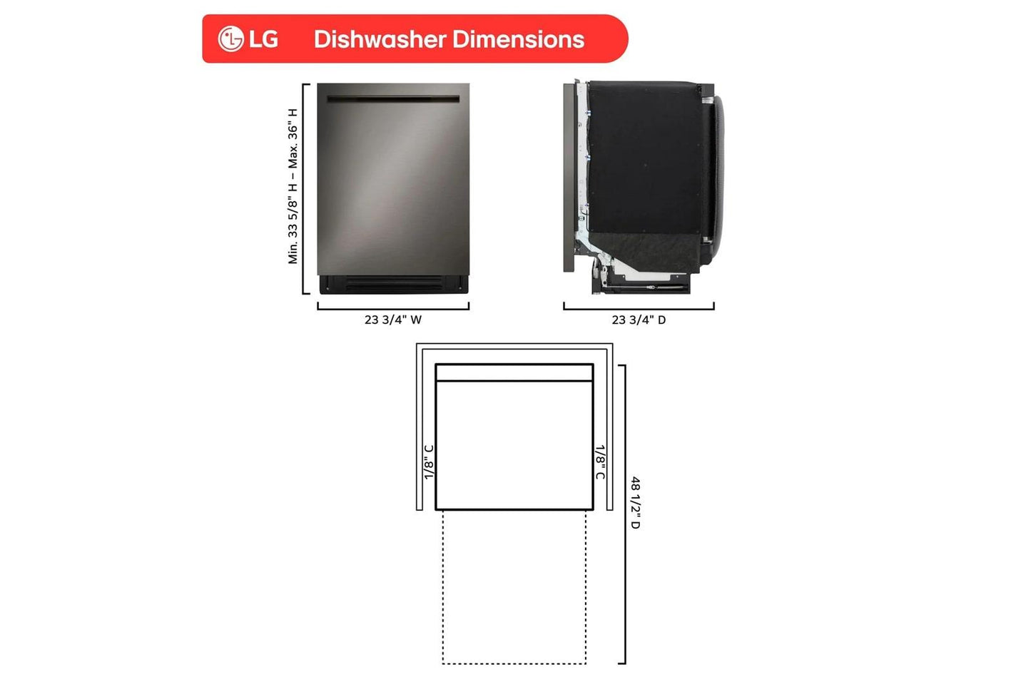 LG LDNPH753D Smart Flushfit Top Control Dishwasher With 1-hour Wash & Dry, Q...