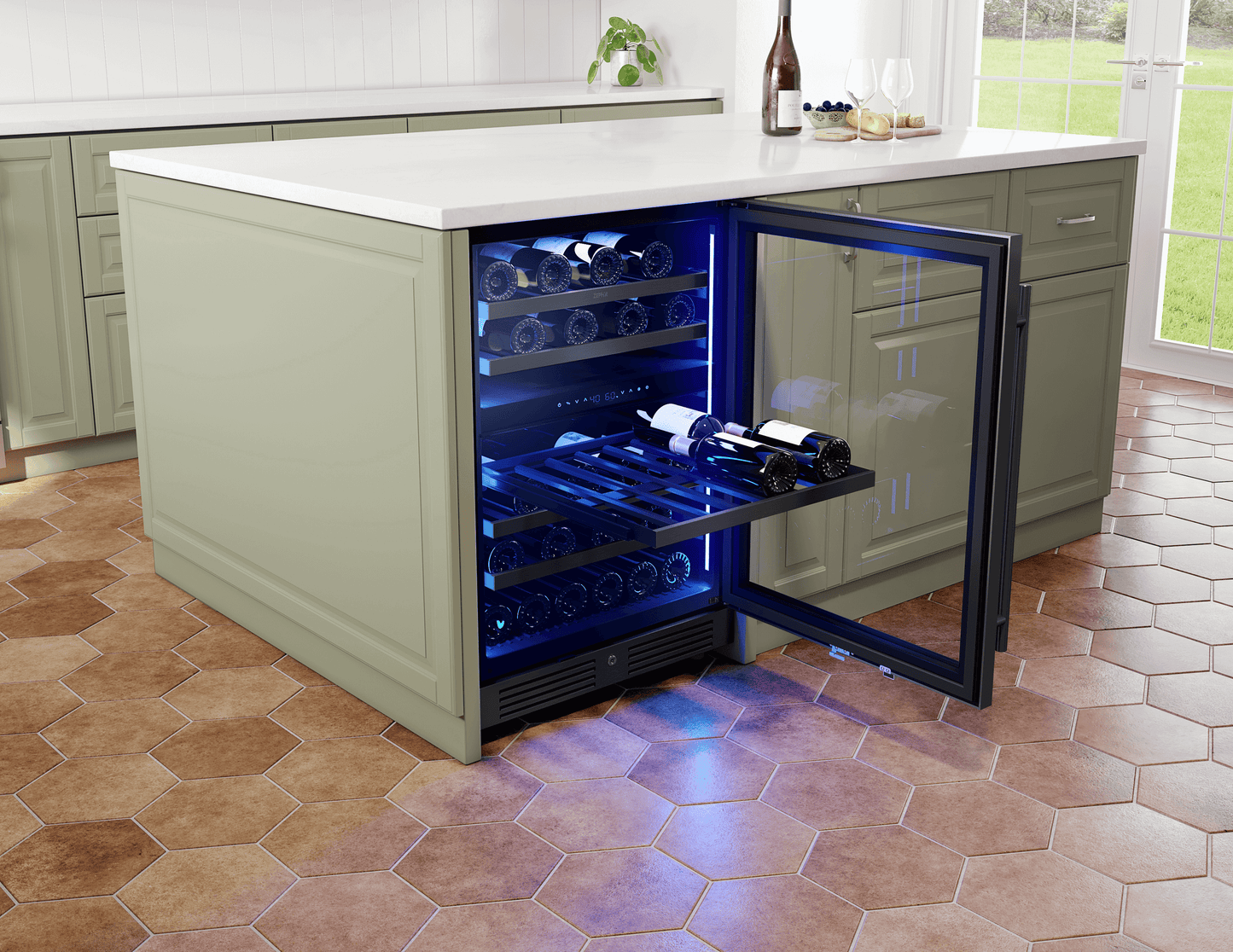 ZEPHYR PRW24C02CBSG Zephyr 24"" Black Stainless Dual Zone Wine Cooler