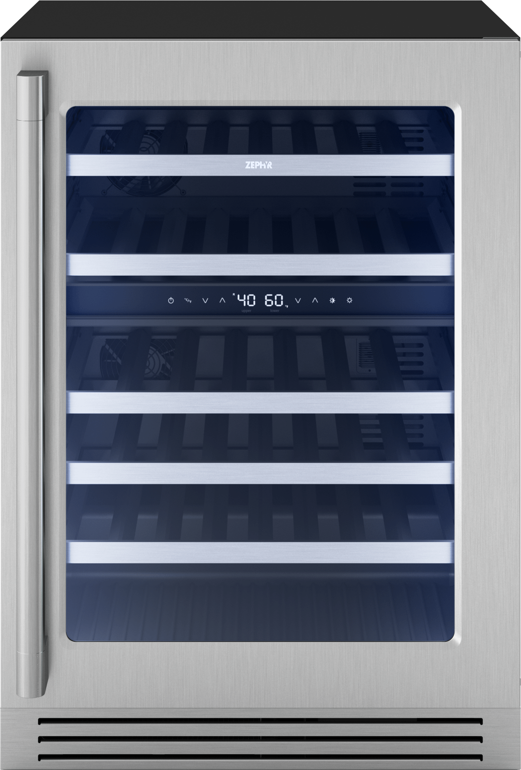 ZEPHYR PRPW24C02CG Presrv Pro Wine Cooler, 24in Under Cabinet, Ss+glass, Reverse Door, ...