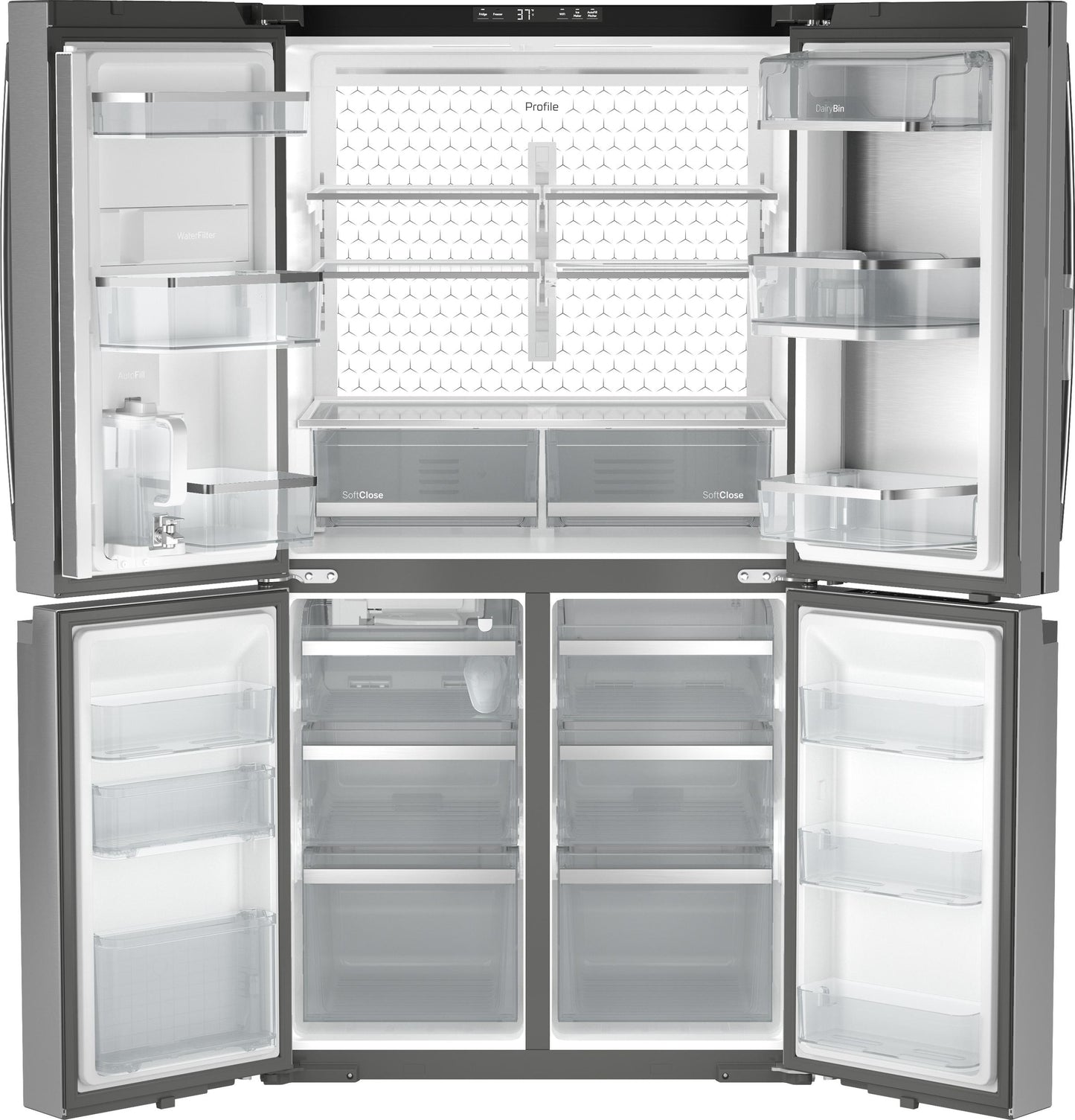 GE APPLIANCES PHD23BYWFS GE Profile Energy Star 22.9 Cu. Ft. Counter-depth Quad-door ...