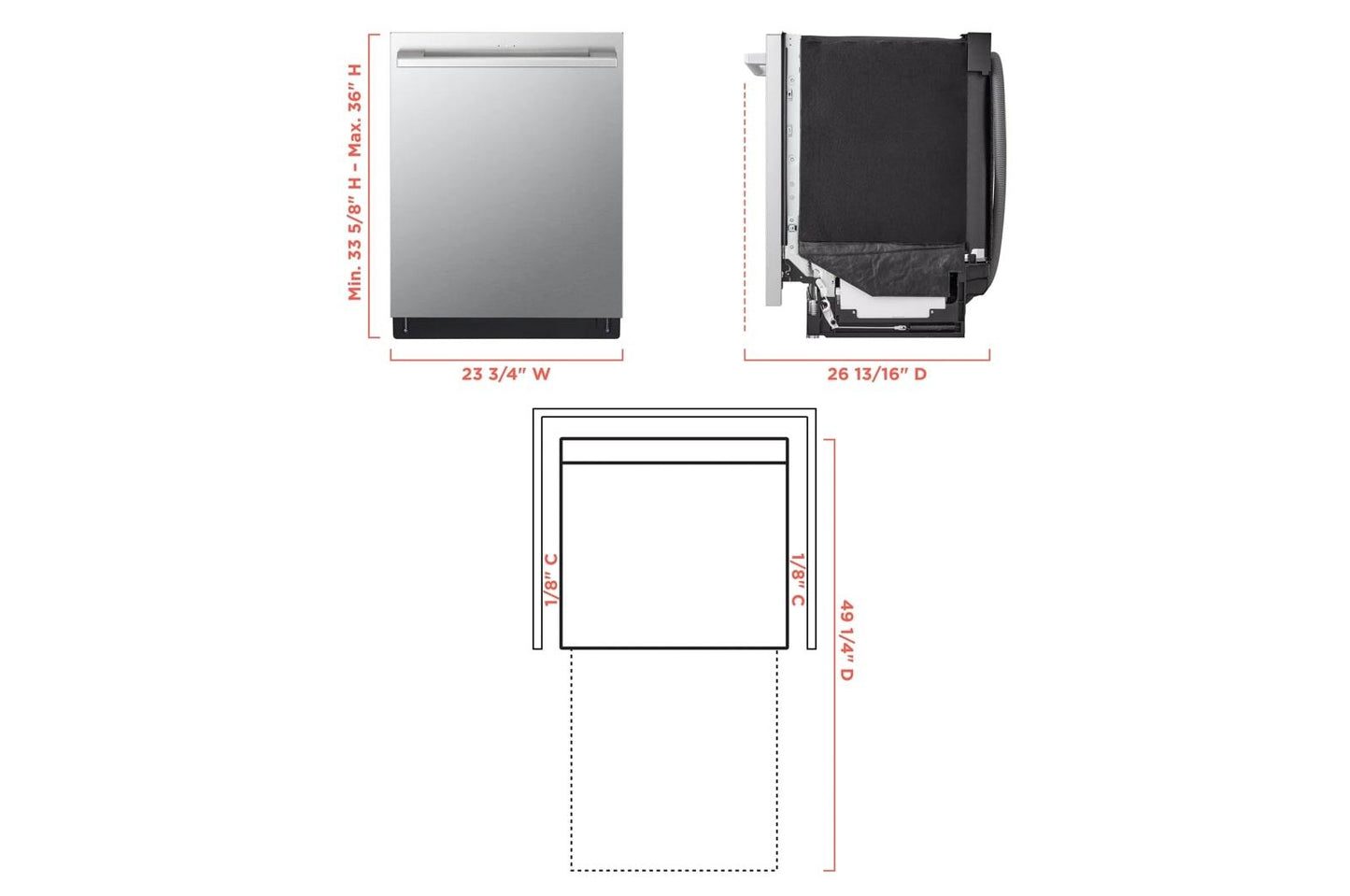 LG SDWB24S3 LG Studio Smart Top Control Dishwasher With 1-hour Wash & Dry, QUAD...