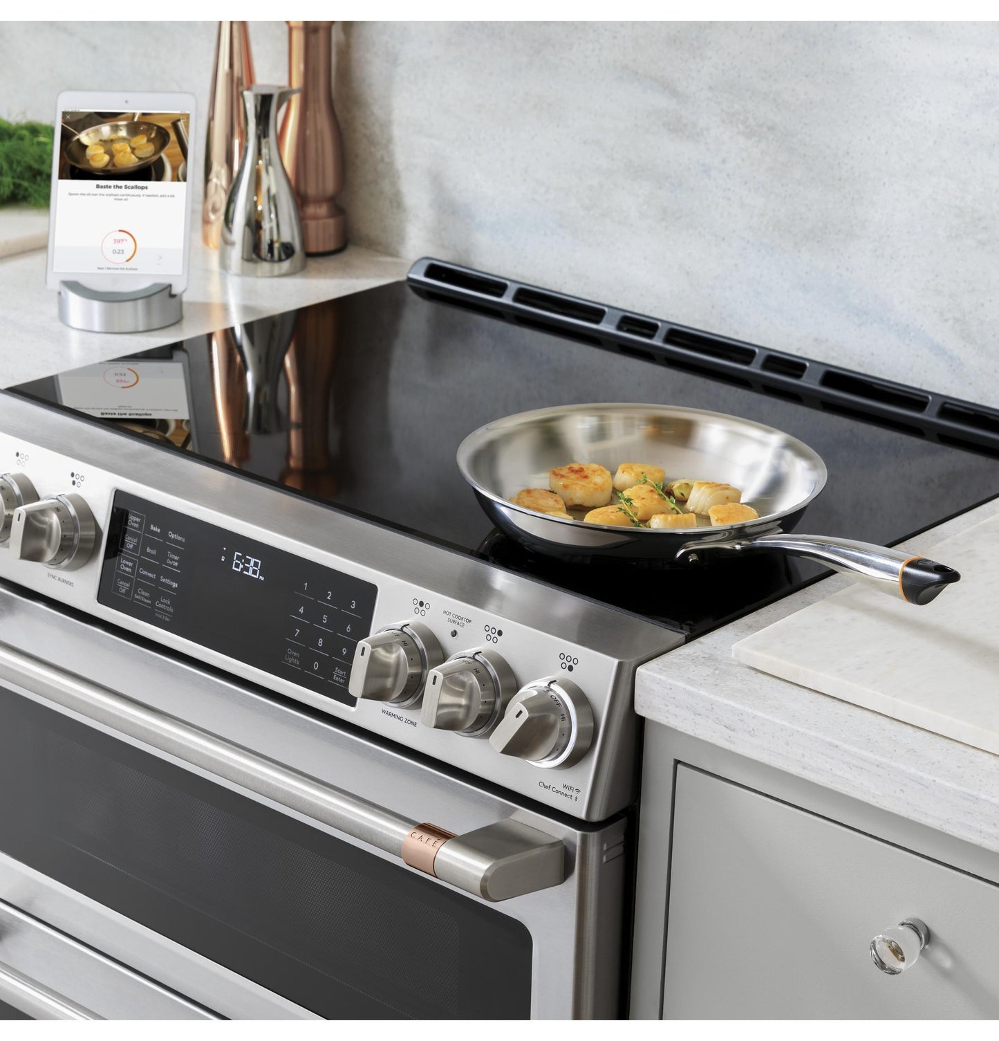 CAFE CHS900P2MS1 Cafe 30"" Slide-in Front Control Induction and Convection RANG...