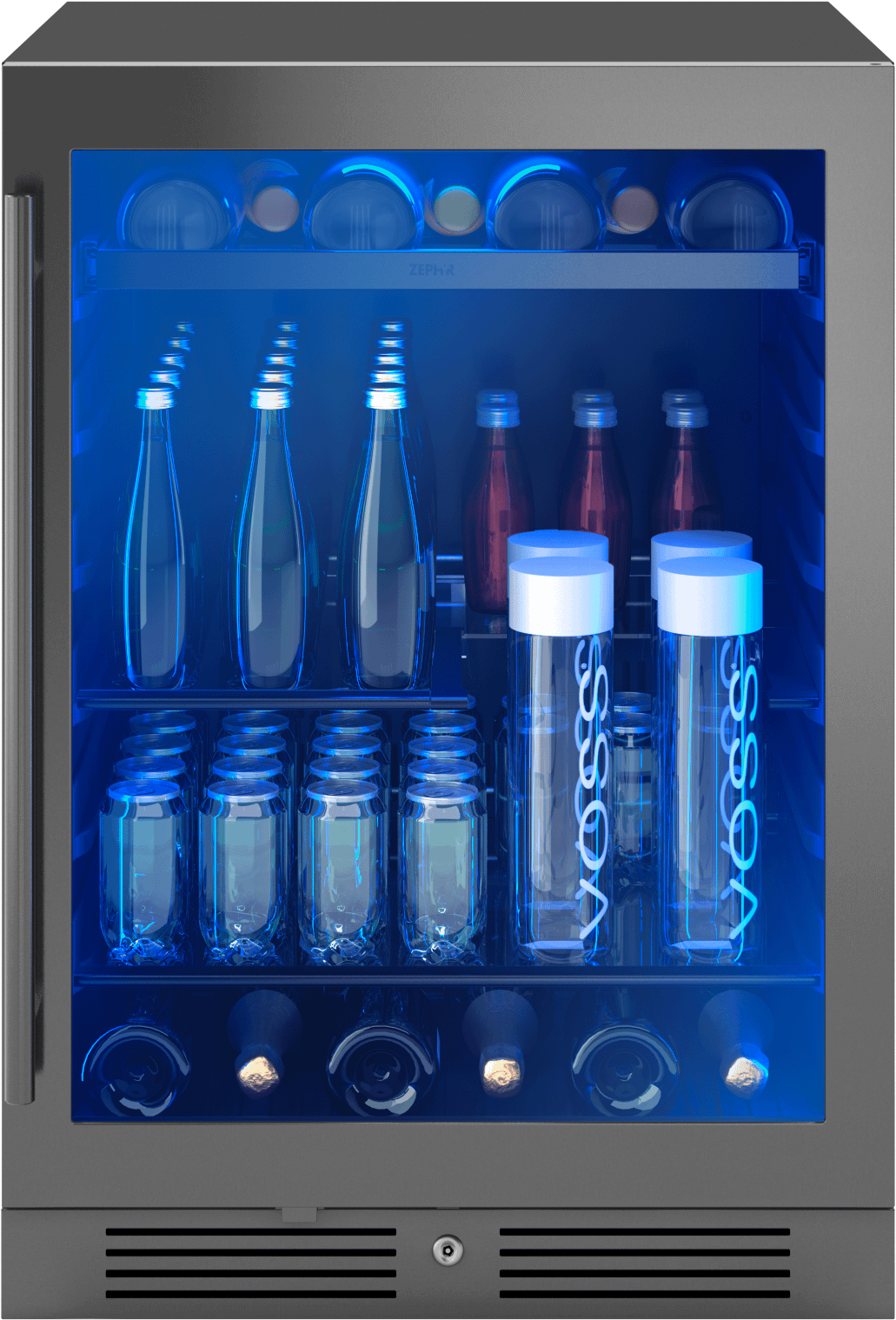 ZEPHYR PRB24C01CBSG Zephyr 24"" Black Stainless Single Zone Beverage Cooler