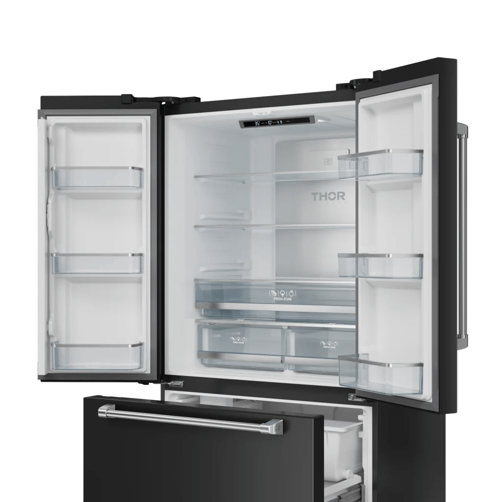 THOR KITCHEN RF3621CTD00SS 36 Inch 20.3 Cu Ft French Door Counter Depth Refrigerator With Ice ...