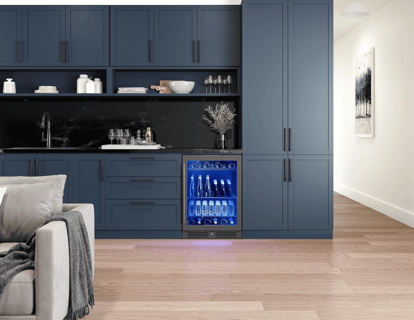 ZEPHYR PRB24C01CBSG Zephyr 24"" Black Stainless Single Zone Beverage Cooler