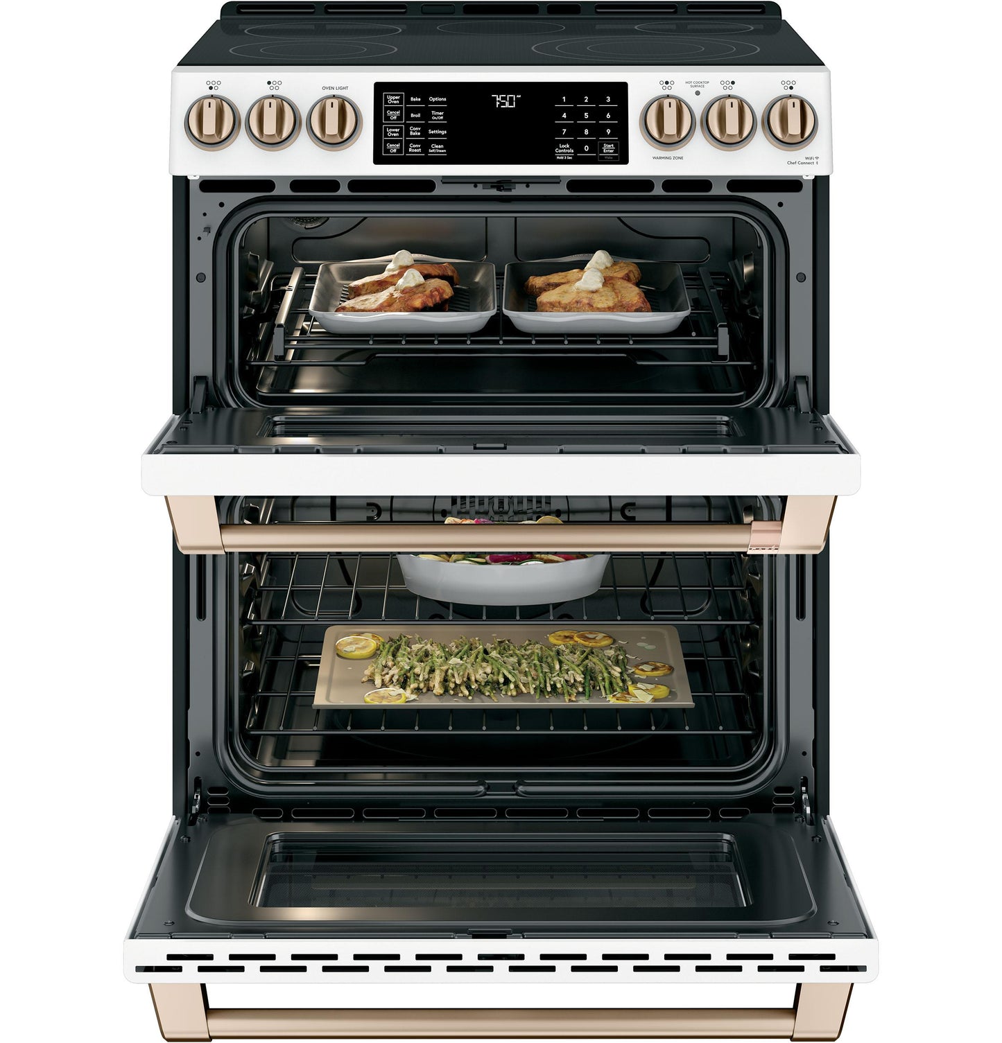 CAFE CES750P4MW2 Cafe 30"" Slide-in Front Control Radiant and Convection DOUBLE...