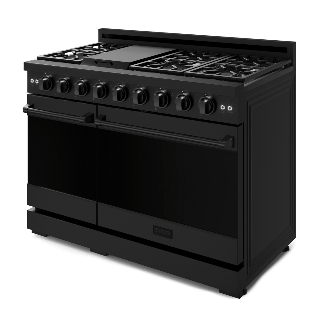 THOR KITCHEN RSG48EBLP 48 Inch Professional Lp Range With Tilt Panel Touch Control In BLAC...