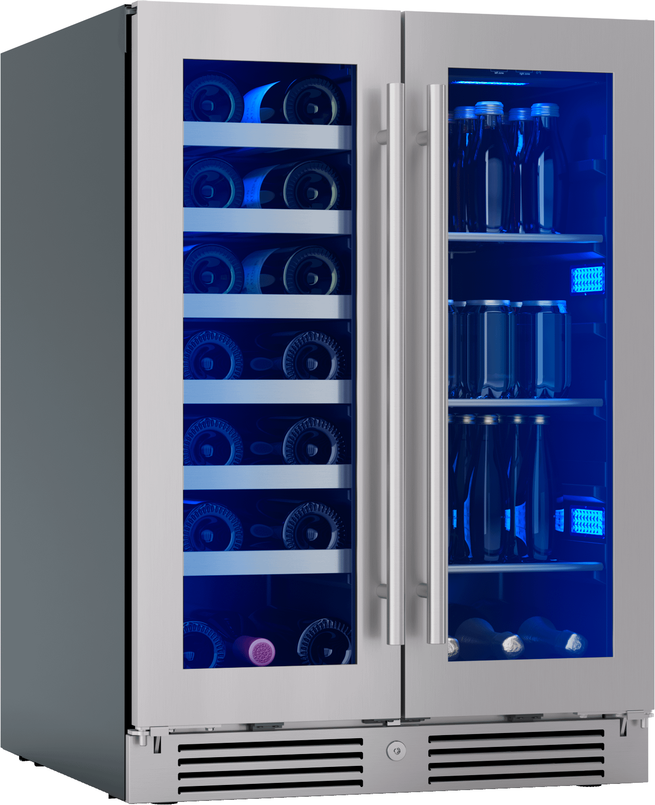 ZEPHYR PRWB24C32CG Zephyr 24"" French Door Dual Zone Wine & Beverage Cooler