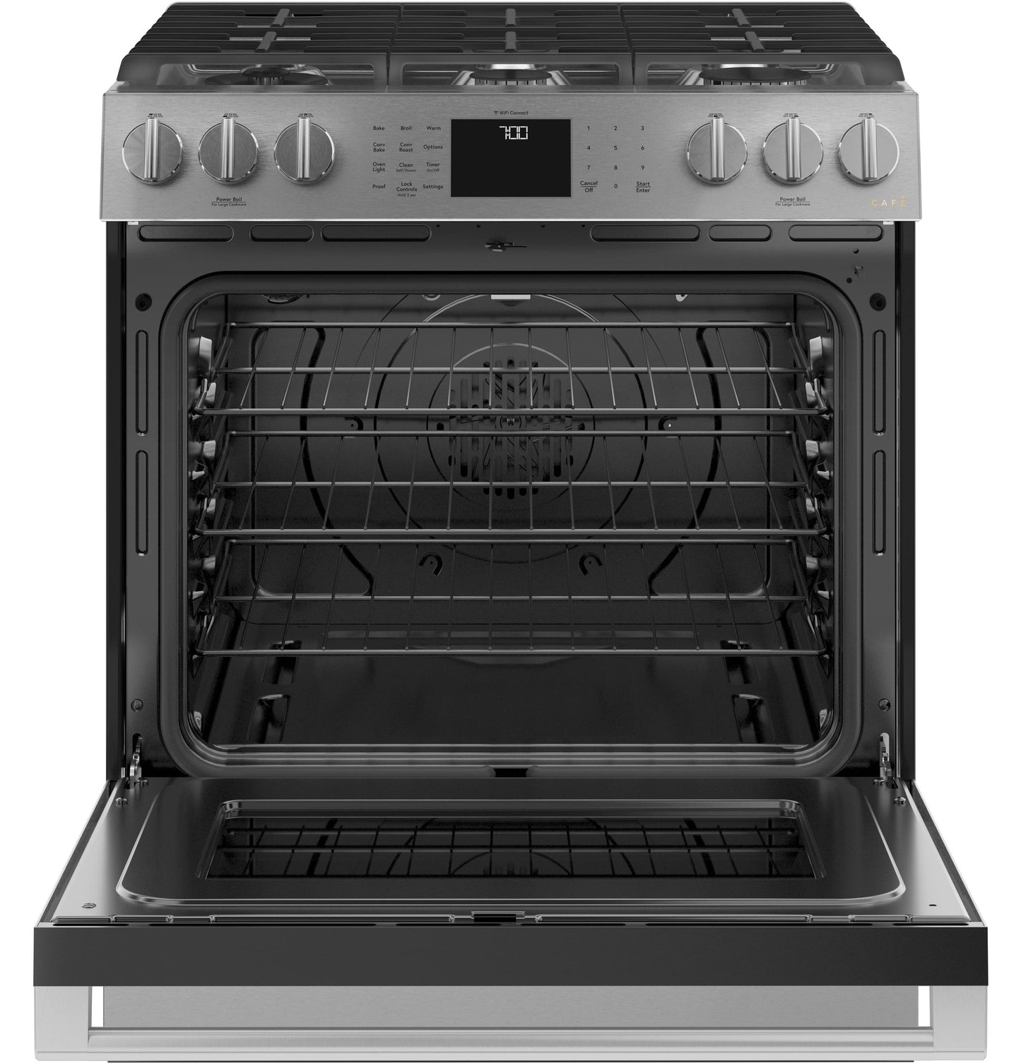 CAFE CGS700M2NS5 Cafe 30"" Smart Slide-in, Front-control, Gas Range With CONVEC...
