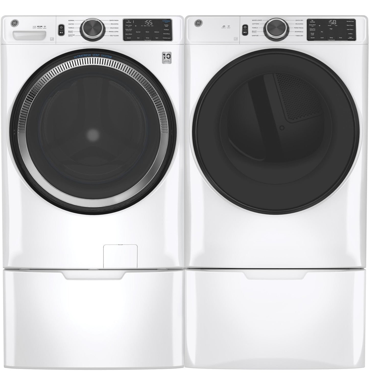 GE APPLIANCES GFD55GSSNWW Ge 7.8 Cu. Ft. Capacity Smart Front Load Gas Dryer