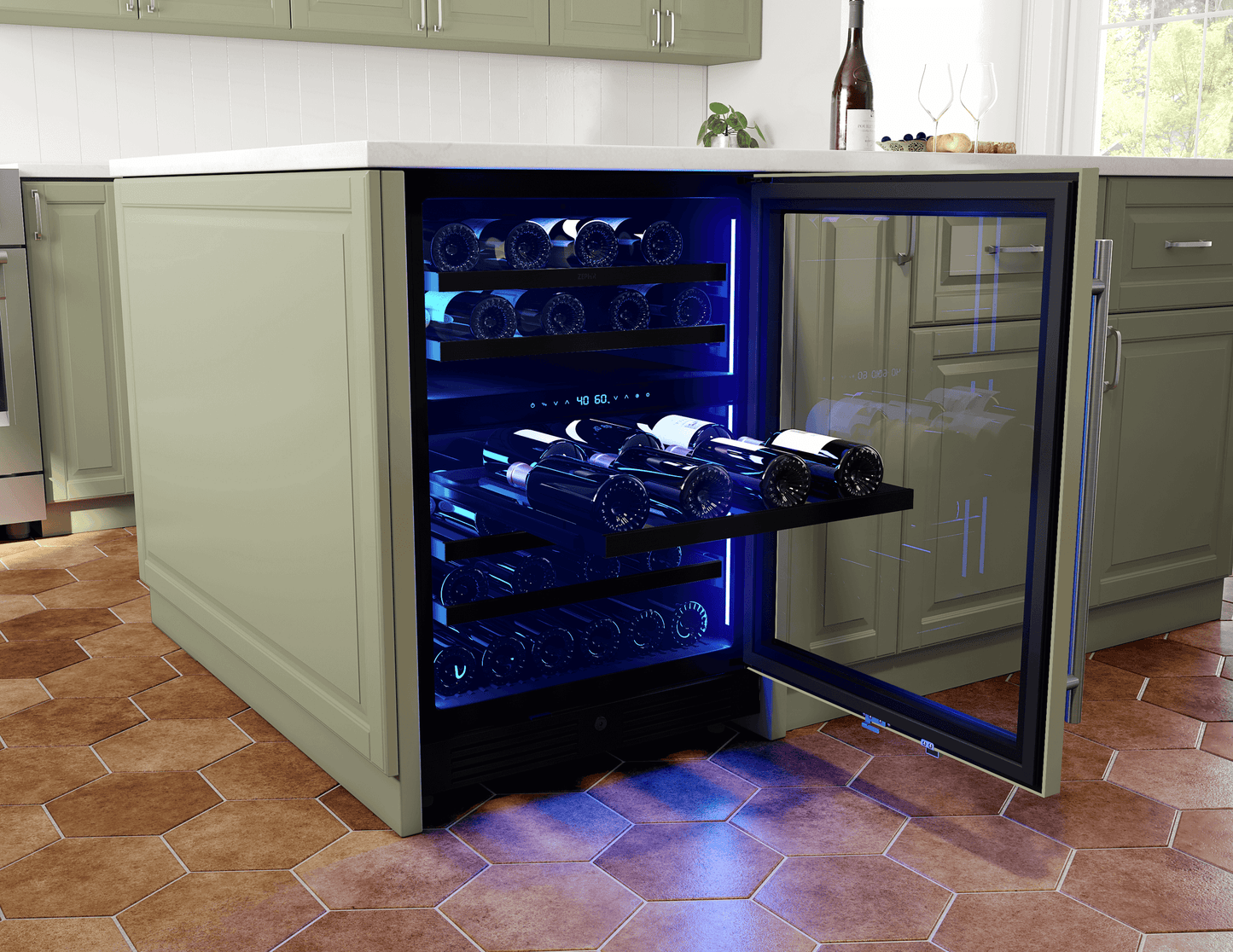 ZEPHYR PRW24C02CPG Zephyr 24"" Panel Ready Dual Zone Wine Cooler