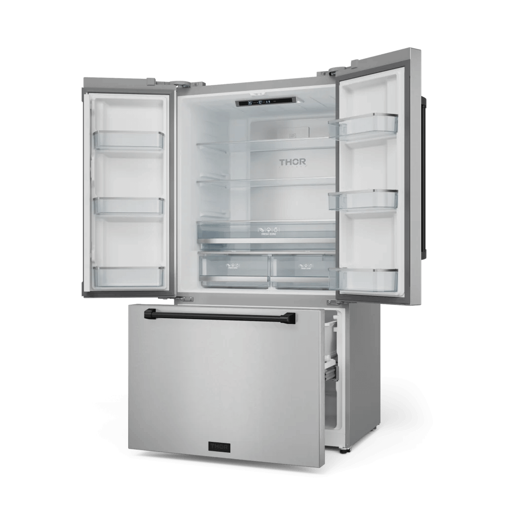 THOR KITCHEN RF3621CTD99BLK 36 Inch 20.3 Cu Ft French Door Counter Depth Refrigerator With Ice ...