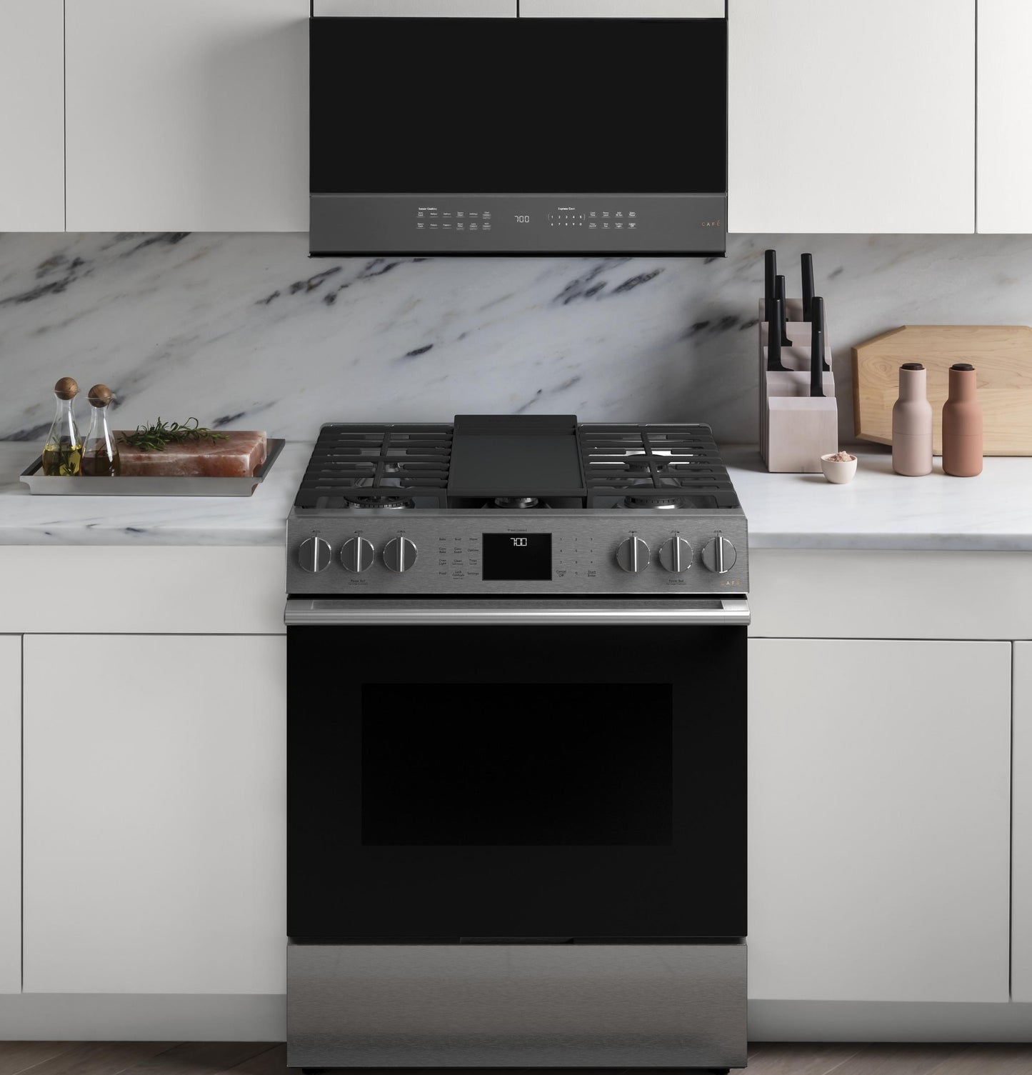 CAFE CGS700M2NS5 Cafe 30"" Smart Slide-in, Front-control, Gas Range With CONVEC...