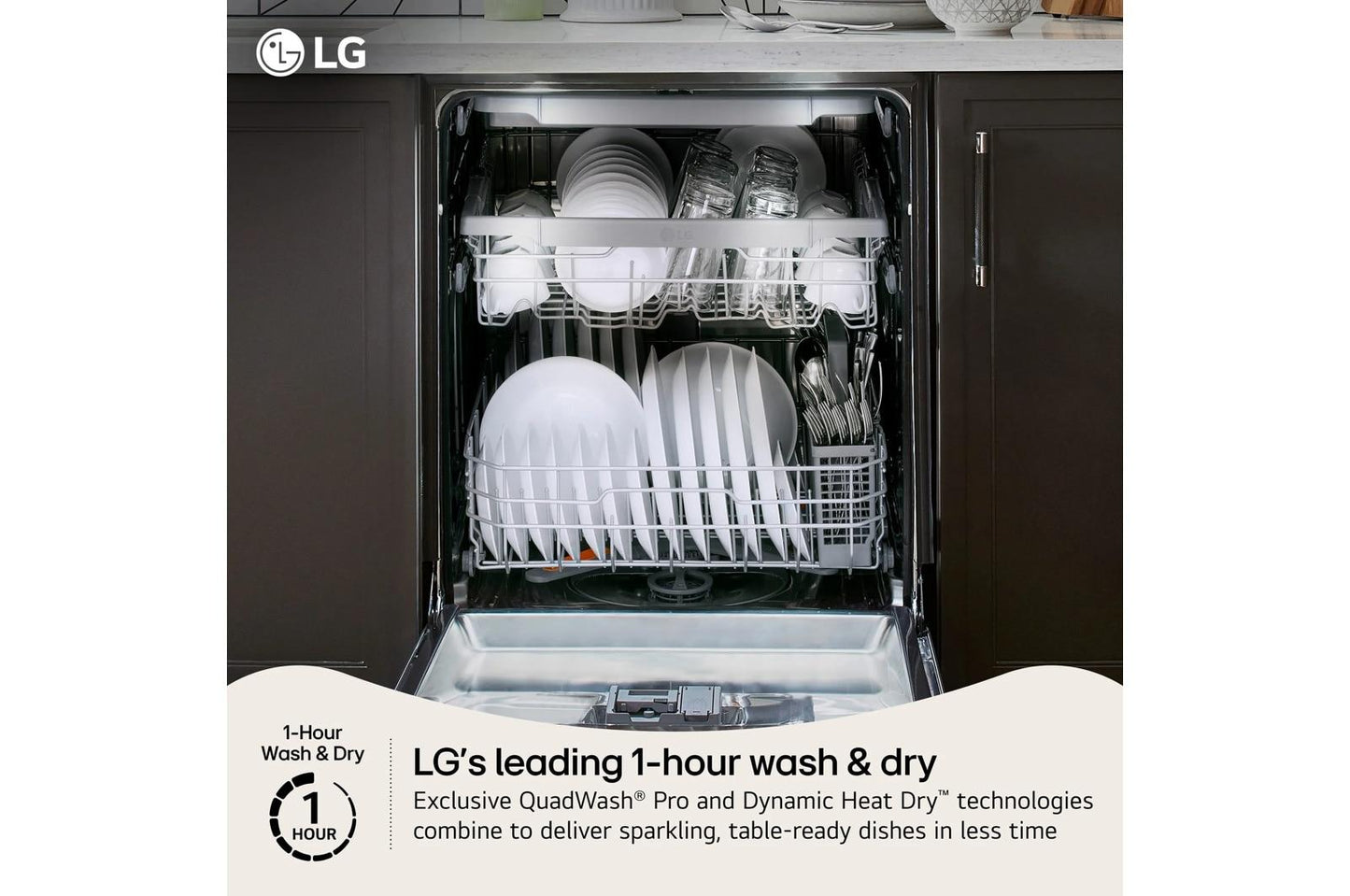 LG LDNTH753S Smart Flushfit Top Control Dishwasher With 1-hour Wash & Dry, Q...