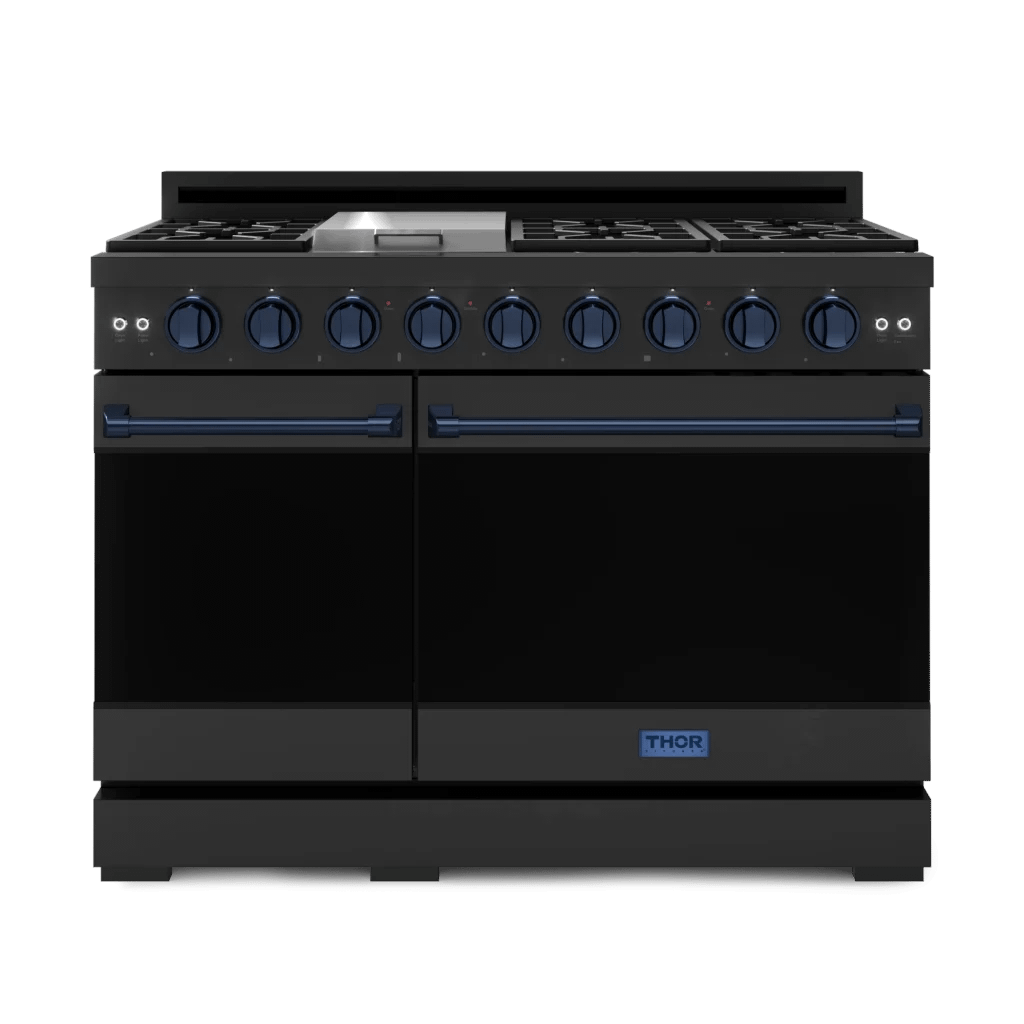 THOR KITCHEN RSG48EBBLU 48 Inch Professional Gas Range With Tilt Panel Touch Control In BLA...