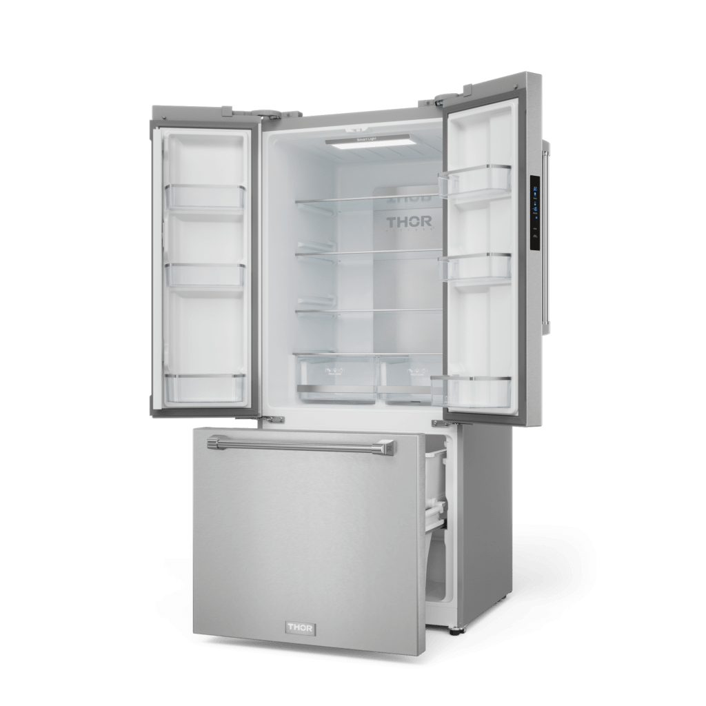 THOR KITCHEN RF3017FFD99 30 Inch 17.7 Cu Ft French Door Counter Depth Refrigerator With Ice ...