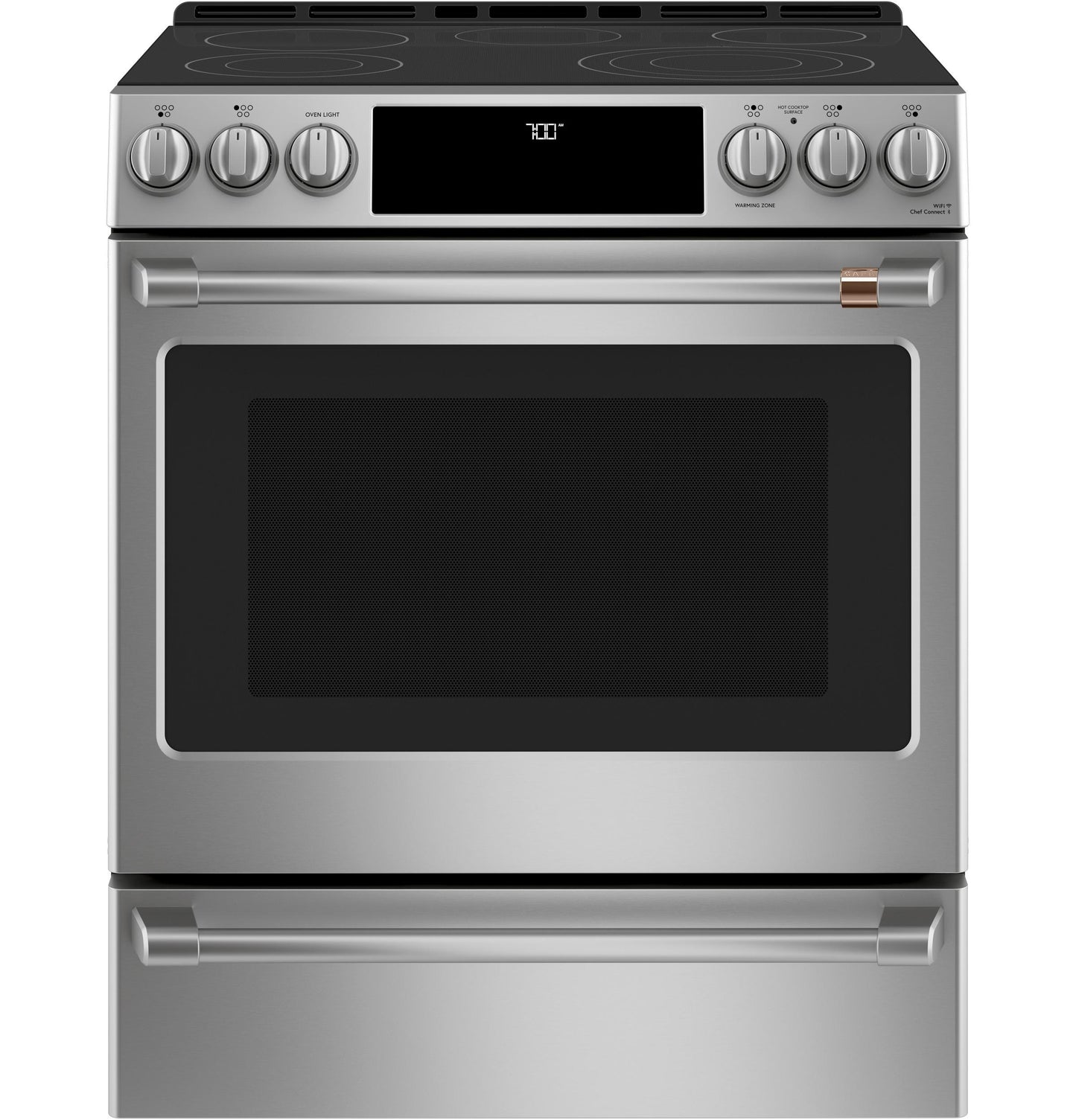 CAFE CES700P2MS1 Cafe 30"" Slide-in Front Control Radiant and Convection Range ...
