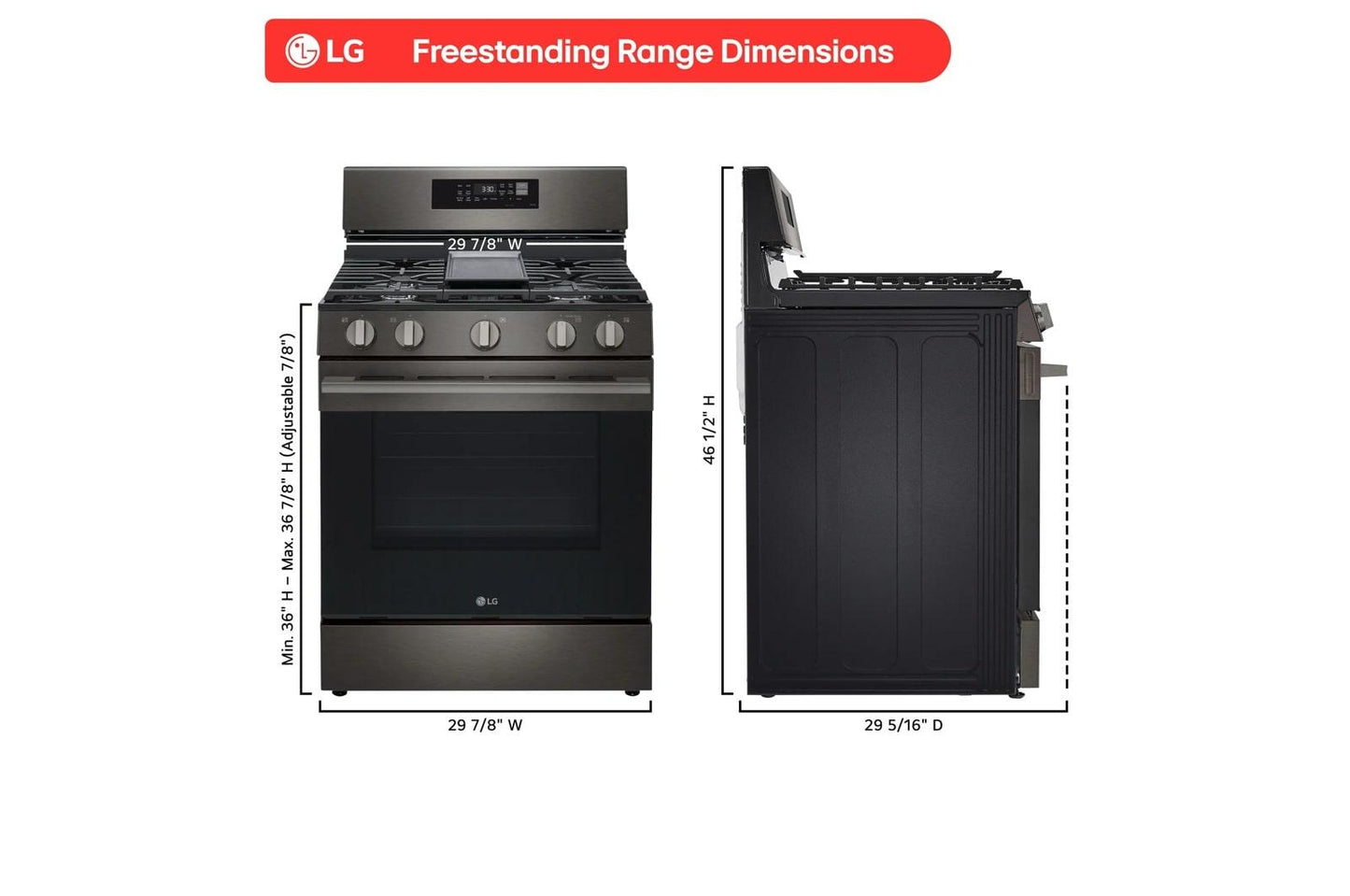 LG LRGN6323Z 6.3 Cu. Ft. Smart Wi-fi Enabled Probake Convection Gas Range WIT...