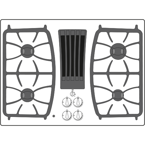 GE APPLIANCES PGP9830DRBB GE Profile 30"" Built-in Gas Downdraft Cooktop