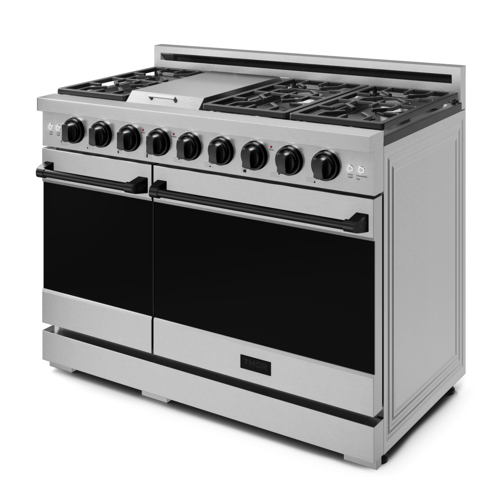 THOR KITCHEN RSG48ELPBLK 48 Inch Professional Lp Range With Tilt Panel Touch Control In STAI...