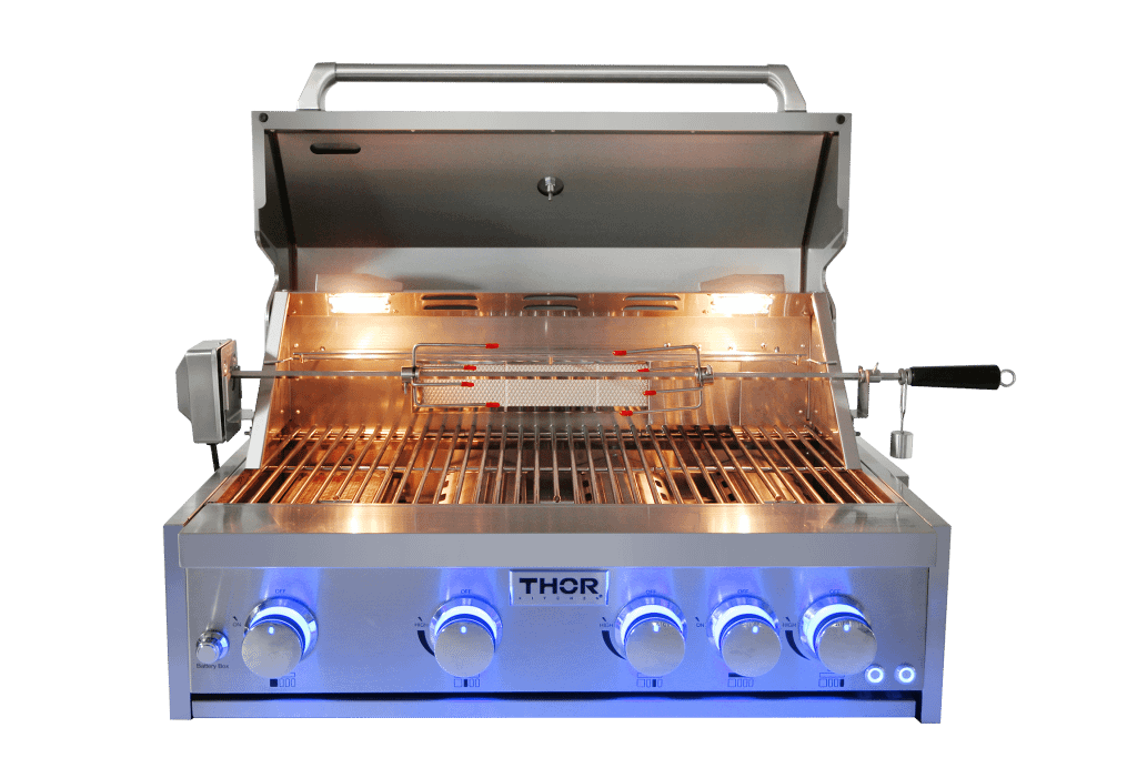 THOR KITCHEN MK04SS304 30 Inch 4-burner Gas BBQ Grill With Rotisserie In Stainless Steel