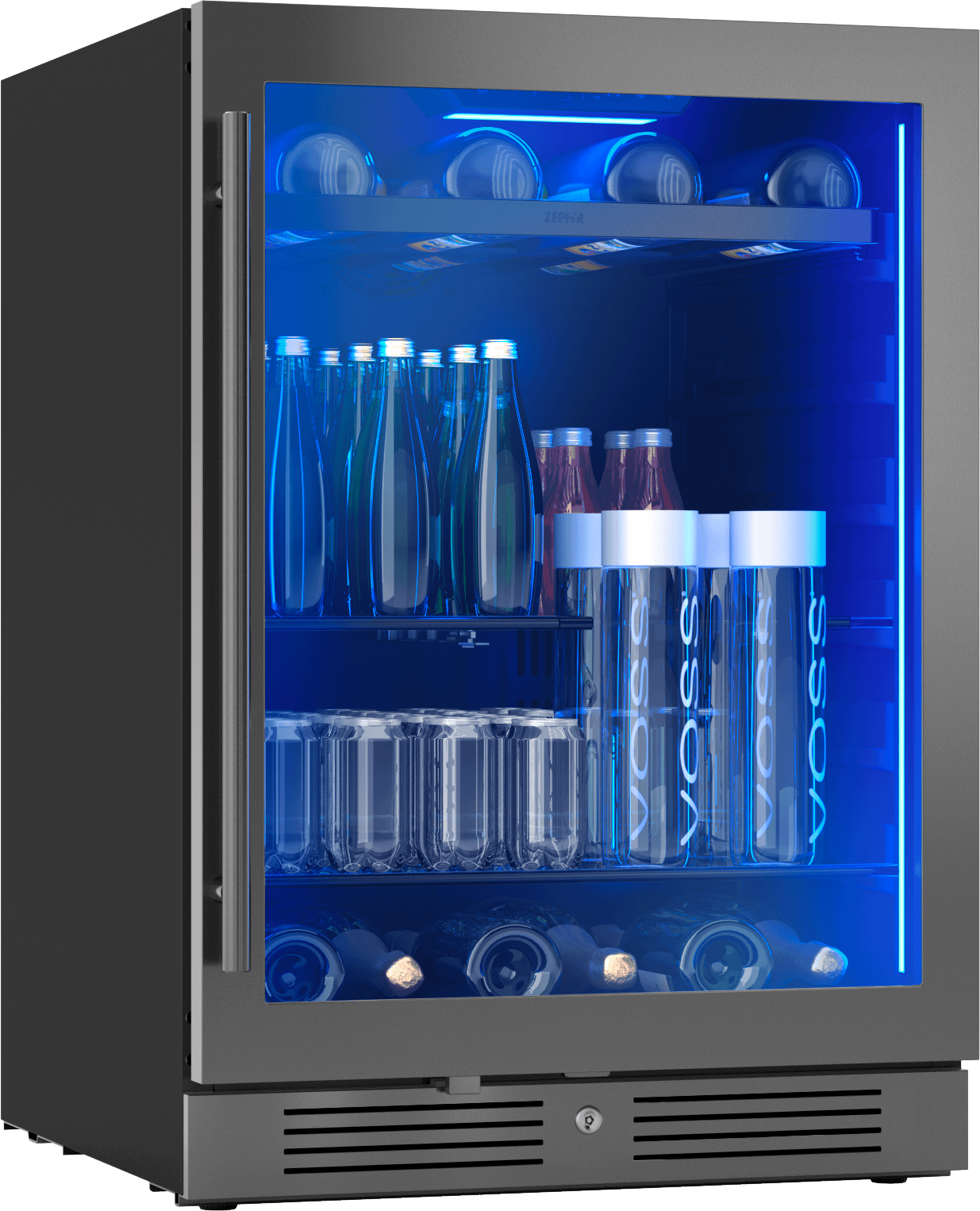 ZEPHYR PRB24C01CBSG Zephyr 24"" Black Stainless Single Zone Beverage Cooler