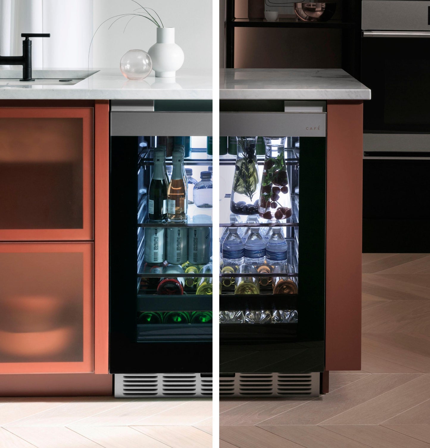 CAFE CCR06BM2PS5 Cafe Cafe Beverage Center In Platinum Glass