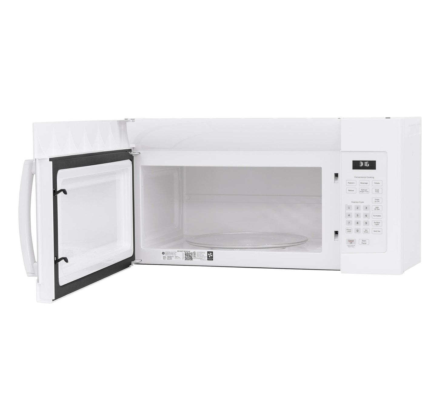 GE APPLIANCES JVM3160DFWW Ge 1.6 Cu. Ft. Over-the-range Microwave Oven