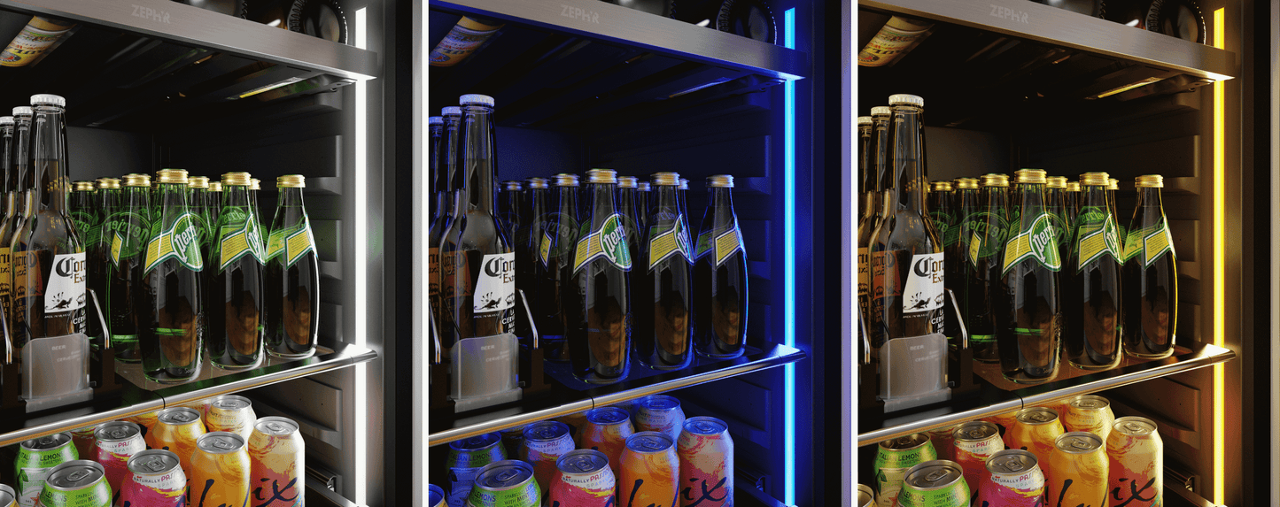 ZEPHYR PRPB24C01CG Presrv Pro Beverage Cooler, 24in Under Cabinet, Ss+glass, Reverse D...