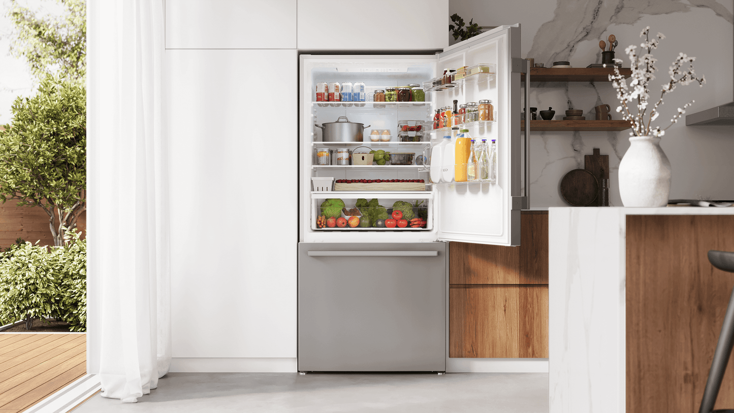 BOSCH B33CM10SNS 100 Series, Free-standing Fridge-freezer With Freezer At Bottom, BR...