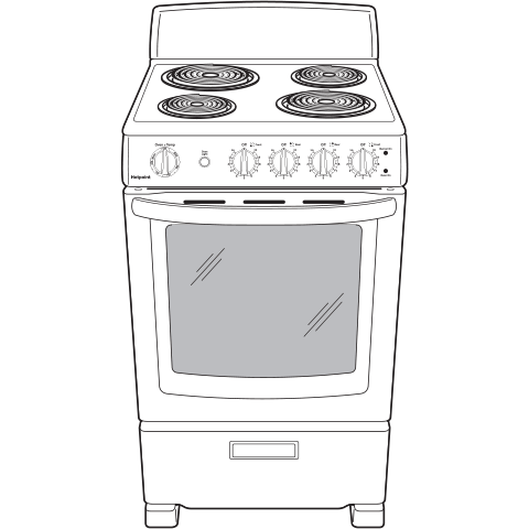 HOTPOINT RAS240DMWW Hotpoint 24"" Electric Free-standing Front-control Range