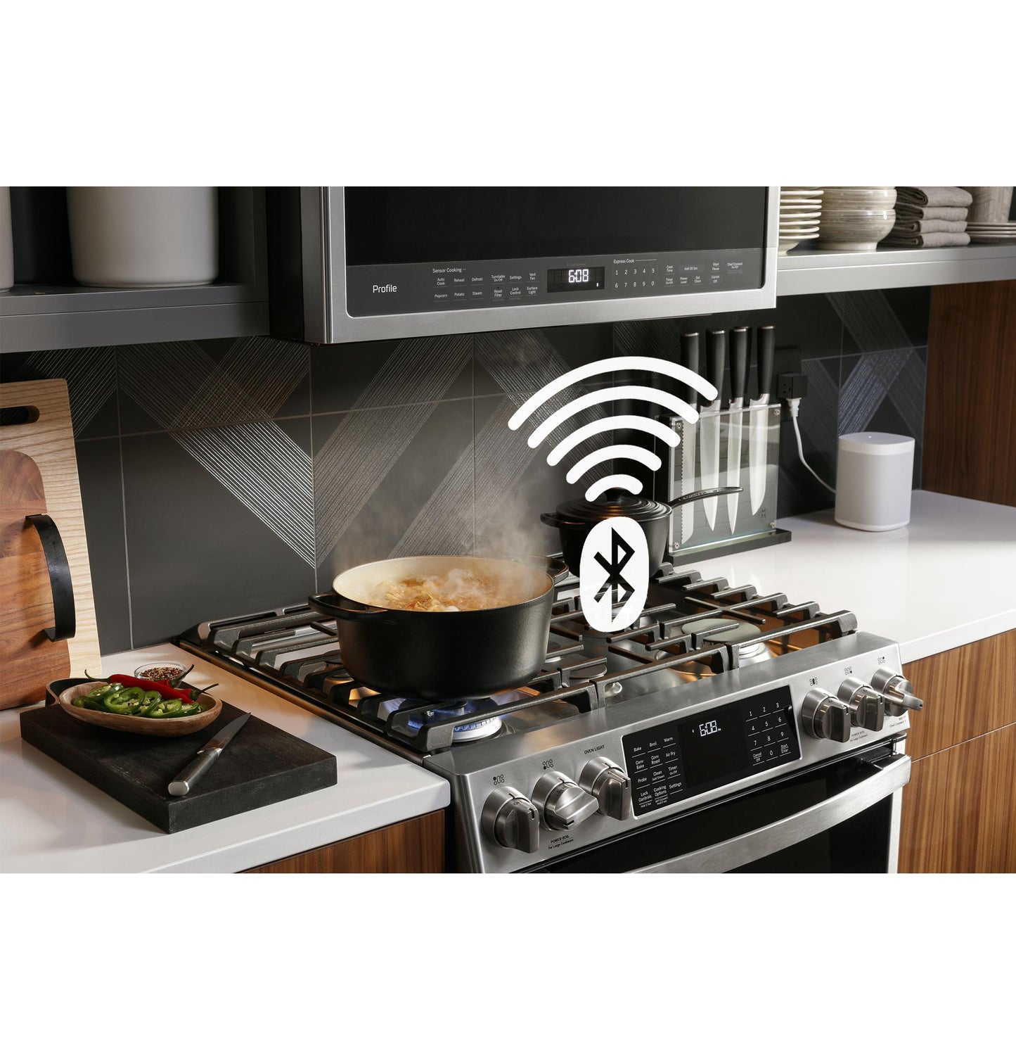 GE APPLIANCES PGS930YPFS GE Profile 30"" Smart Slide-in Front-control Gas Fingerprint RES...