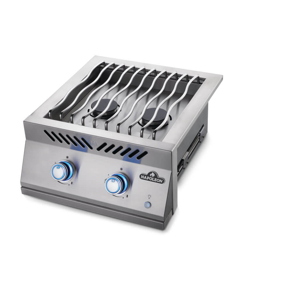 NAPOLEON BBQ BIB18RTNSS Built-in 700 Series Dual Range Top Burner With Stainless Steel COVE...
