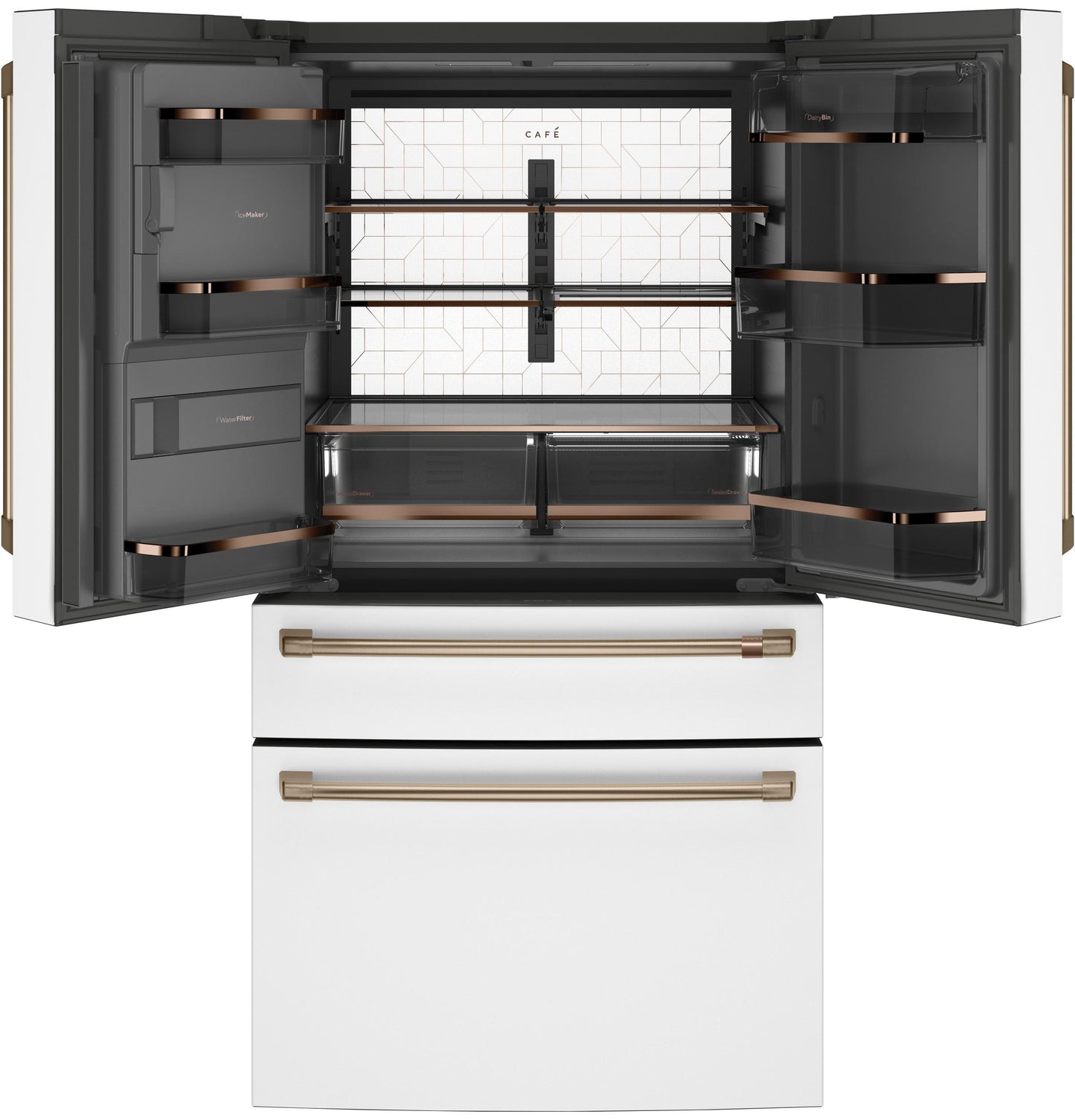 CAFE CXE22DP4PW2 Cafe Energy Star 22.3 Cu. Ft. Smart Counter-depth 4-DO...