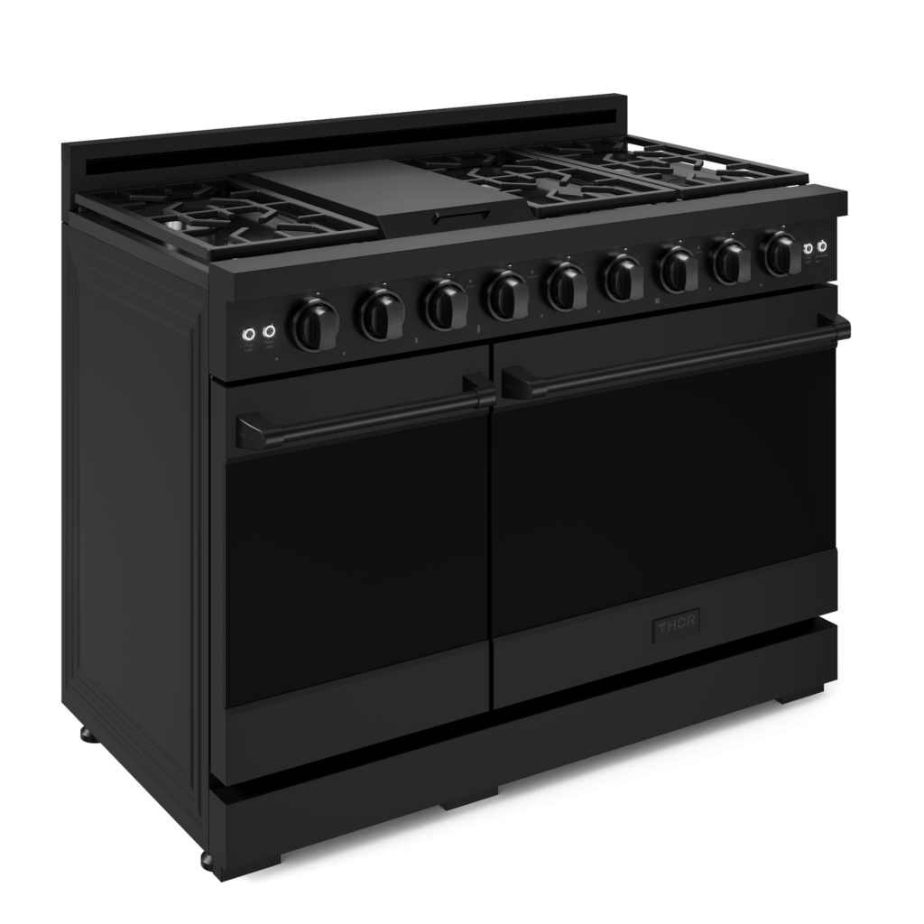 THOR KITCHEN RSG48EBLP 48 Inch Professional Lp Range With Tilt Panel Touch Control In BLAC...