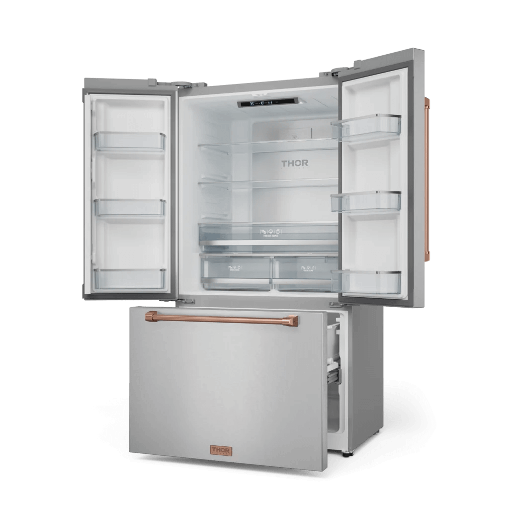 THOR KITCHEN RF3621CTD99RSG 36 Inch 20.3 Cu Ft French Door Counter Depth Refrigerator With Ice ...