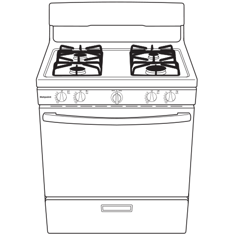 HOTPOINT RGBS300DMWW Hotpoint 30"" Free-standing Gas Range