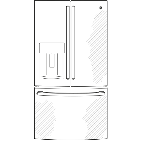 GE APPLIANCES GYE22GENDS Ge Energy Star 22.2 Cu. Ft. Counter-depth French-door REFRIGE...